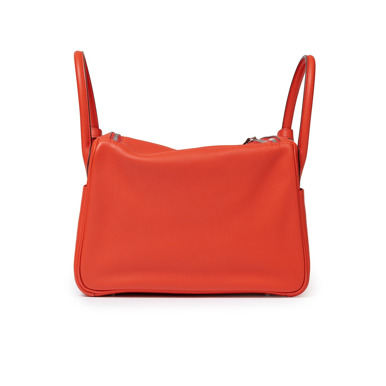 Hermès Lindy 30 Tressage Capucine/Celeste/Rouge H Swift and Epsom Palladium Hardware