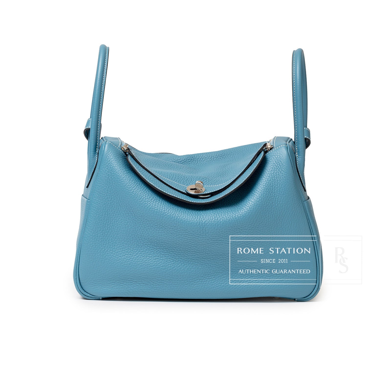Hermès Lindy 34 Blue Jean Clemence Palladium Hardware