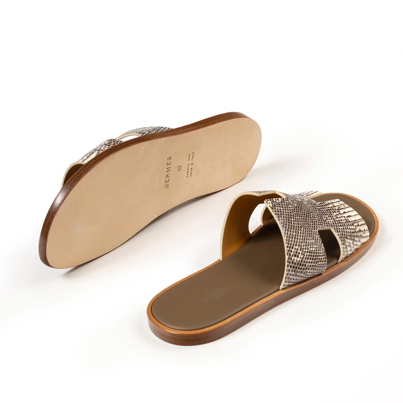 Hermès Mens Izmir Sandal Lizard Ombre EU 43