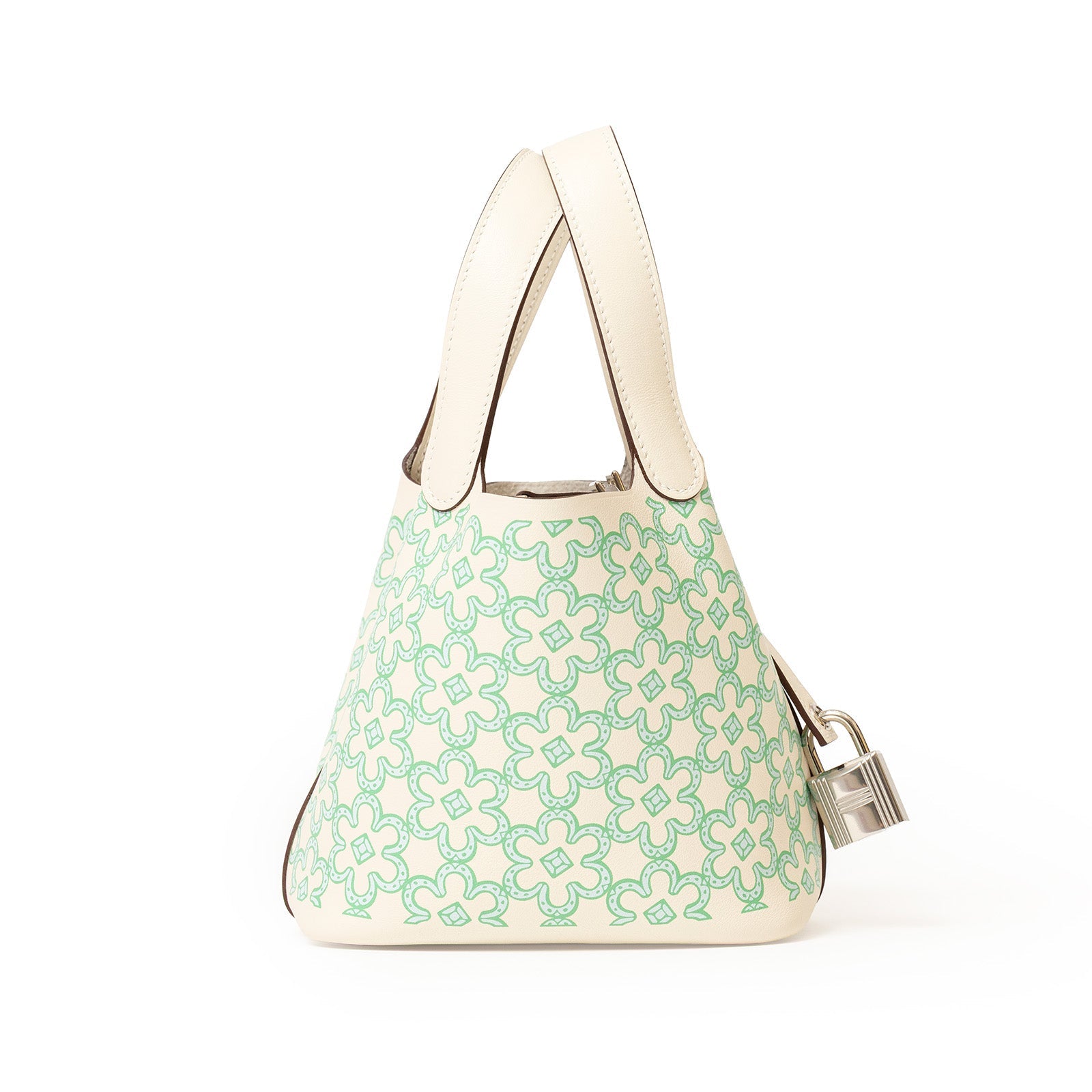 Hermès Micro Picotin 14 Lucky Daisy Nata/Vert/White Swift Palladium Hardware