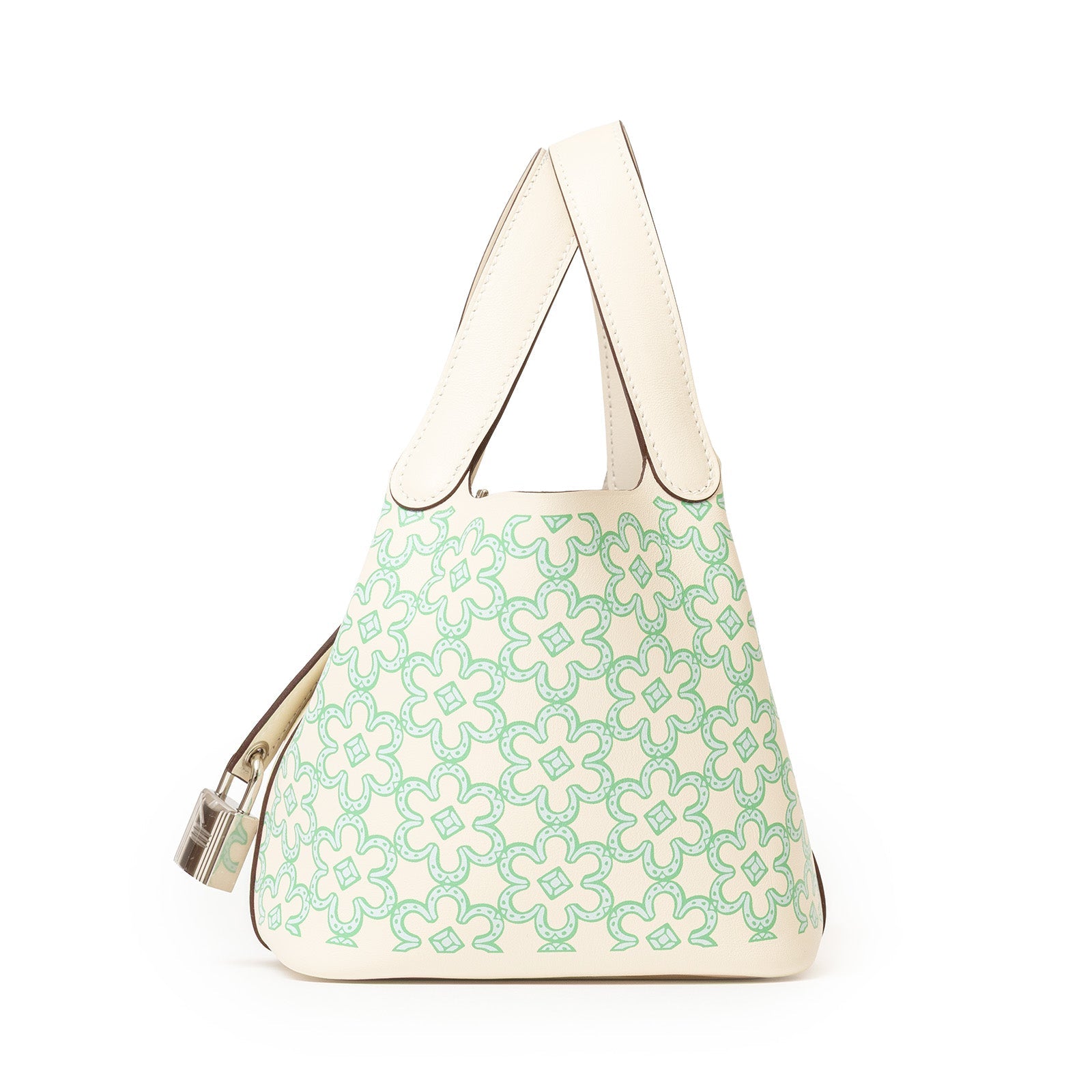 Hermès Micro Picotin 14 Lucky Daisy Nata/Vert/White Swift Palladium Hardware