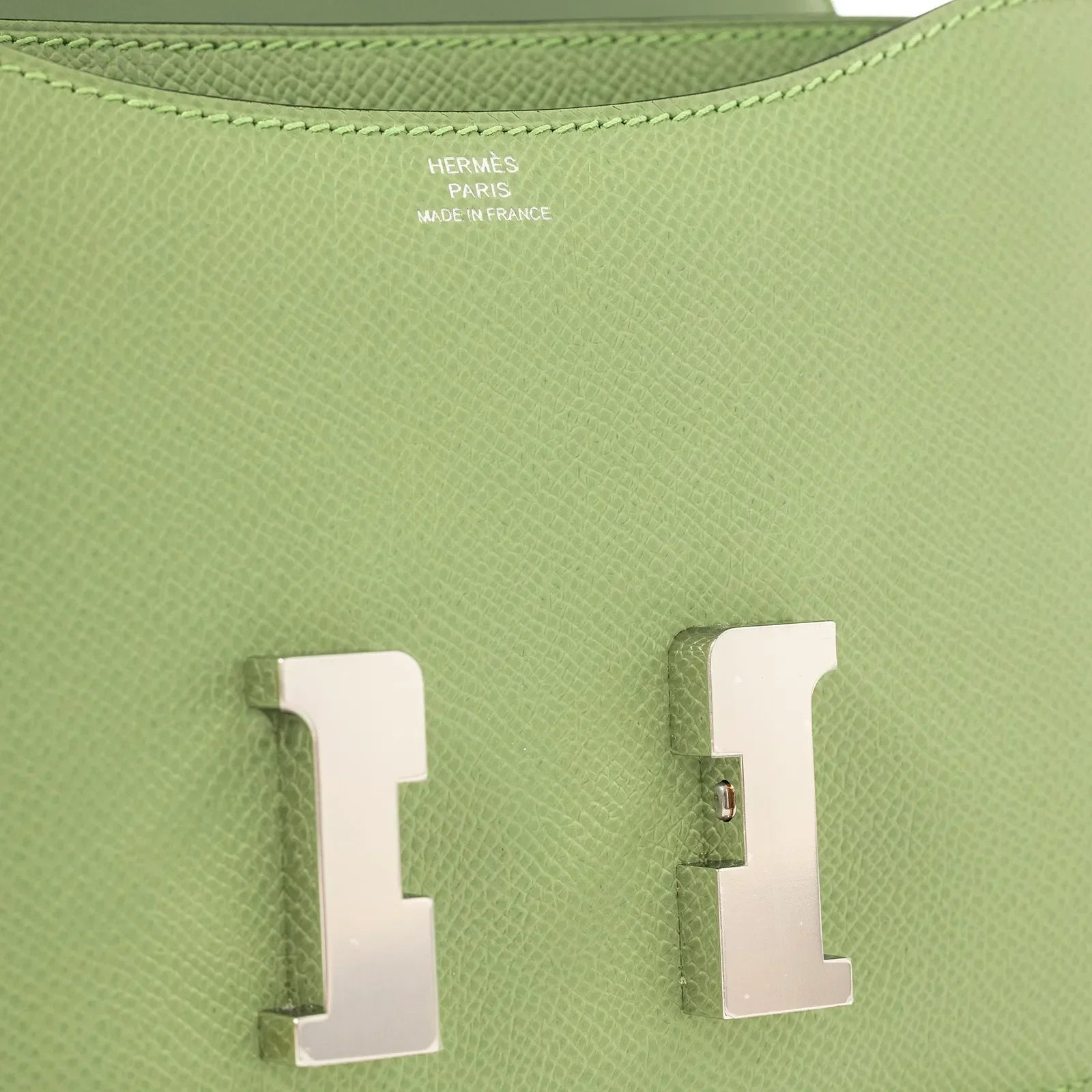Hermès Mini Constance 18 Vert Criquet Epsom Palladium Hardware