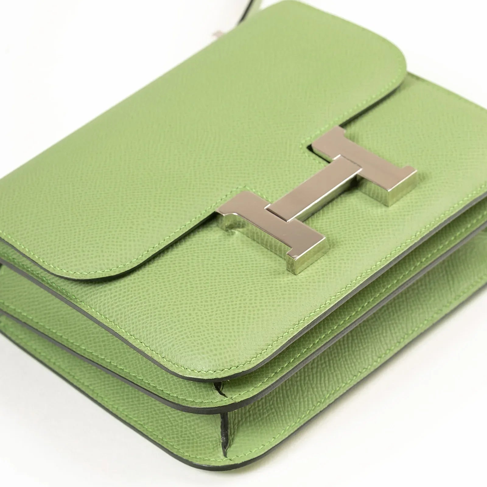 Hermès Mini Constance 18 Vert Criquet Epsom Palladium Hardware
