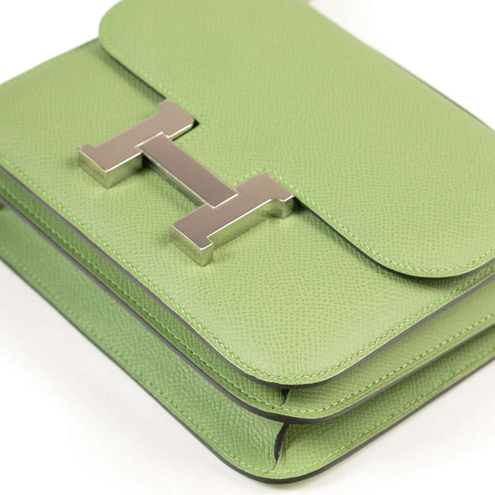 Hermès Mini Constance 18 Vert Criquet Epsom Palladium Hardware