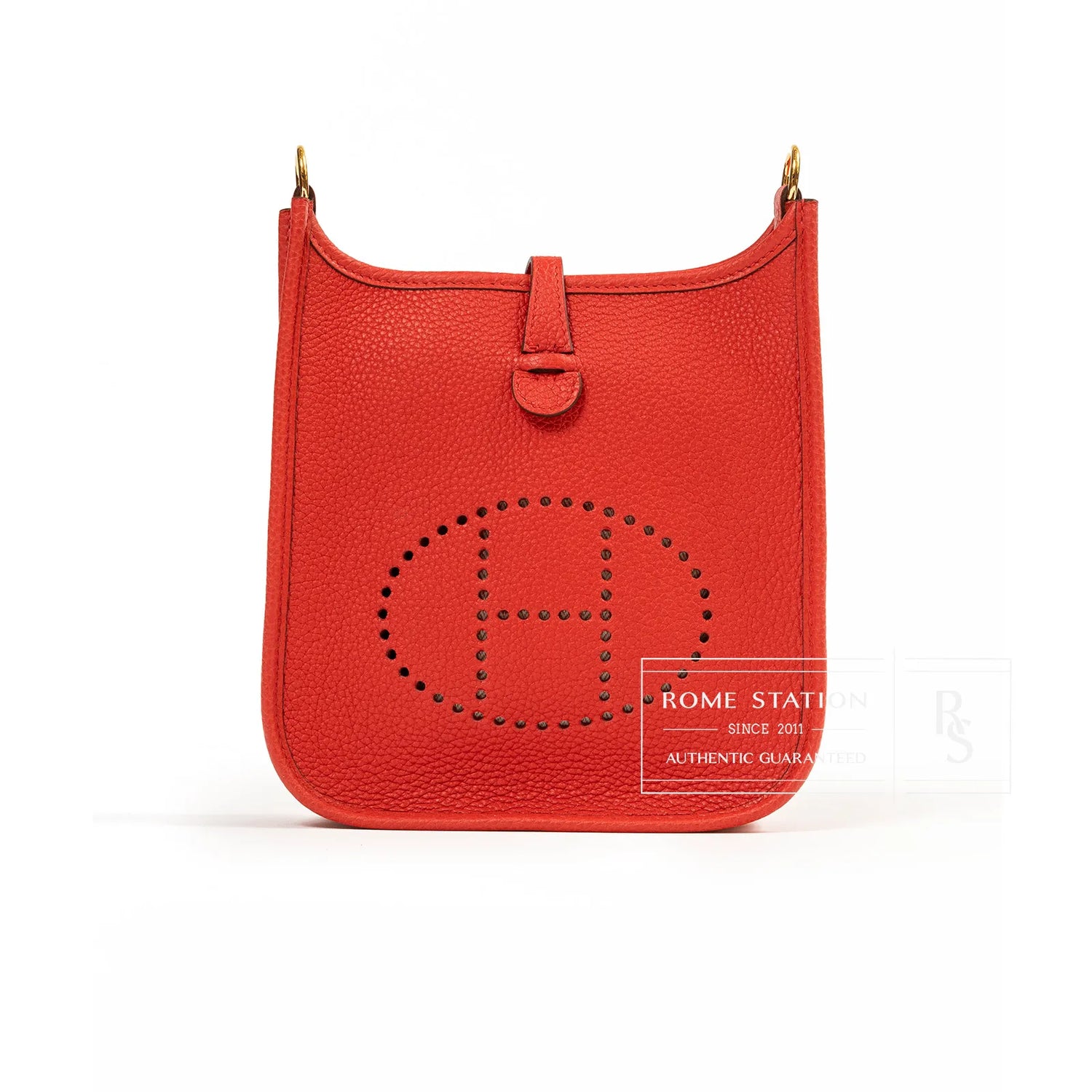 Hermès Mini Evelyne Rouge de Coeur/Coeu-Frid Clemence Gold Hardware
