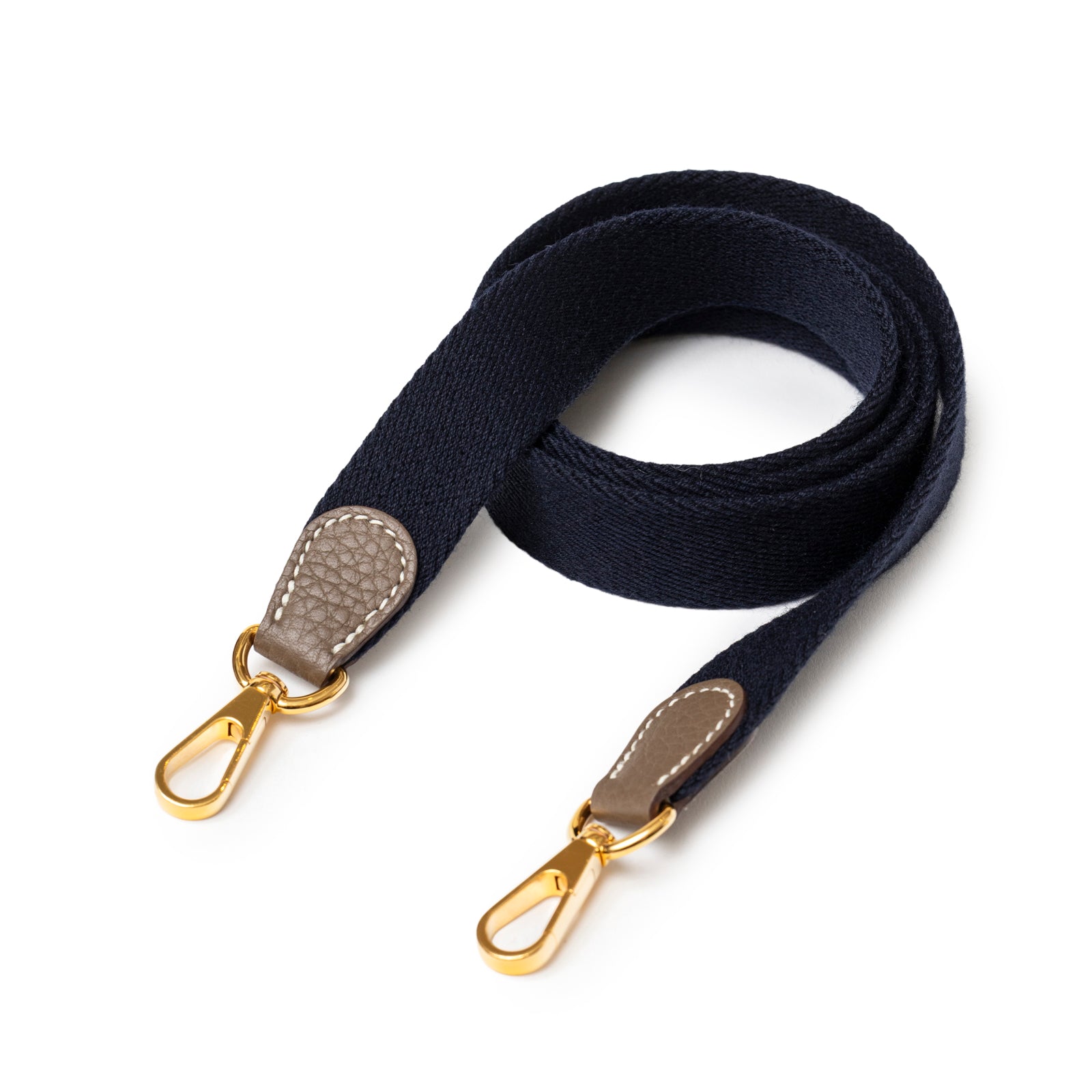 Hermès Mini Evelyne Etoupe Blue Indigo Clemence Gold Hardware detachable shoulder strap with leather trim and gold clasps