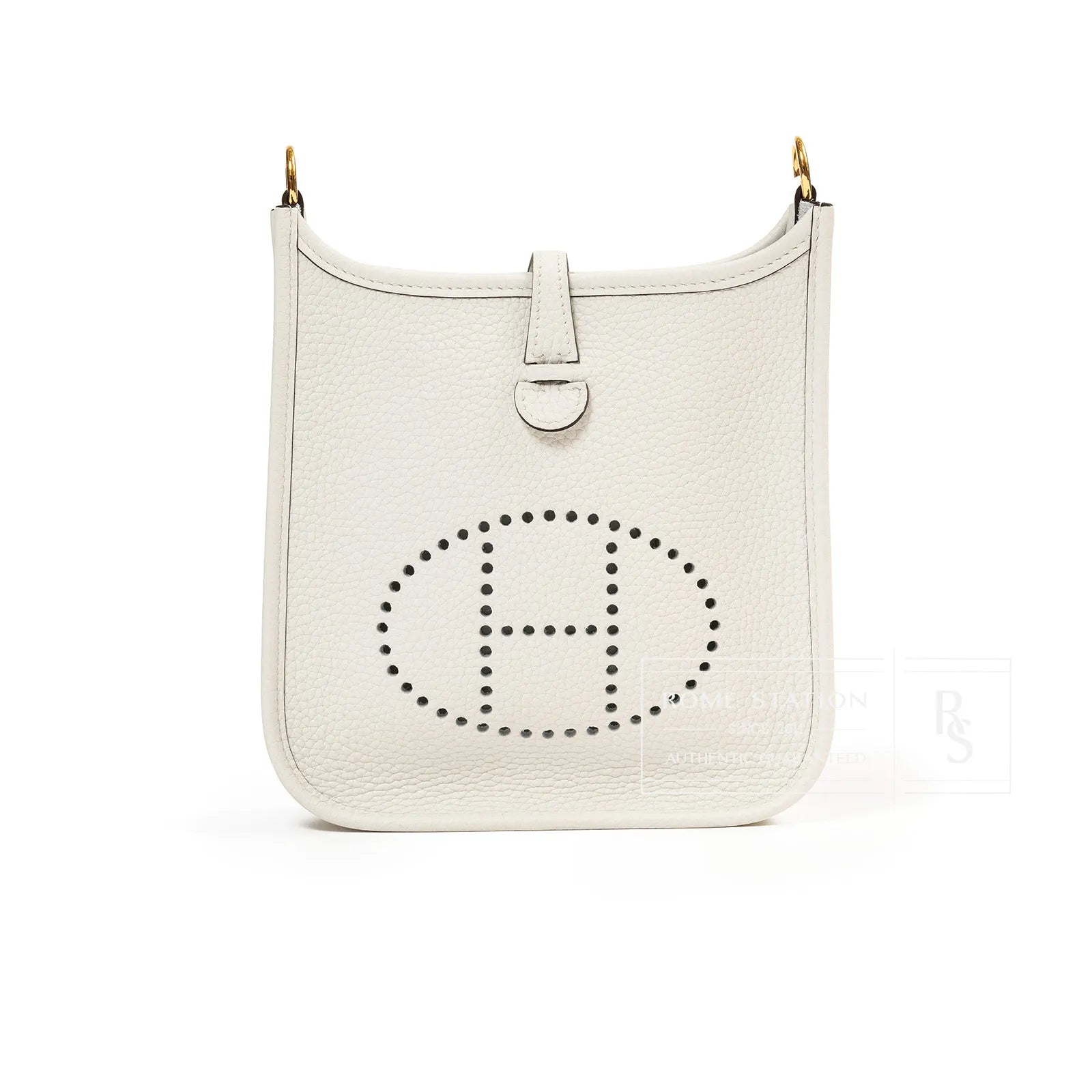 Hermès Mini Evelyne New White Clemence Gold Hardware