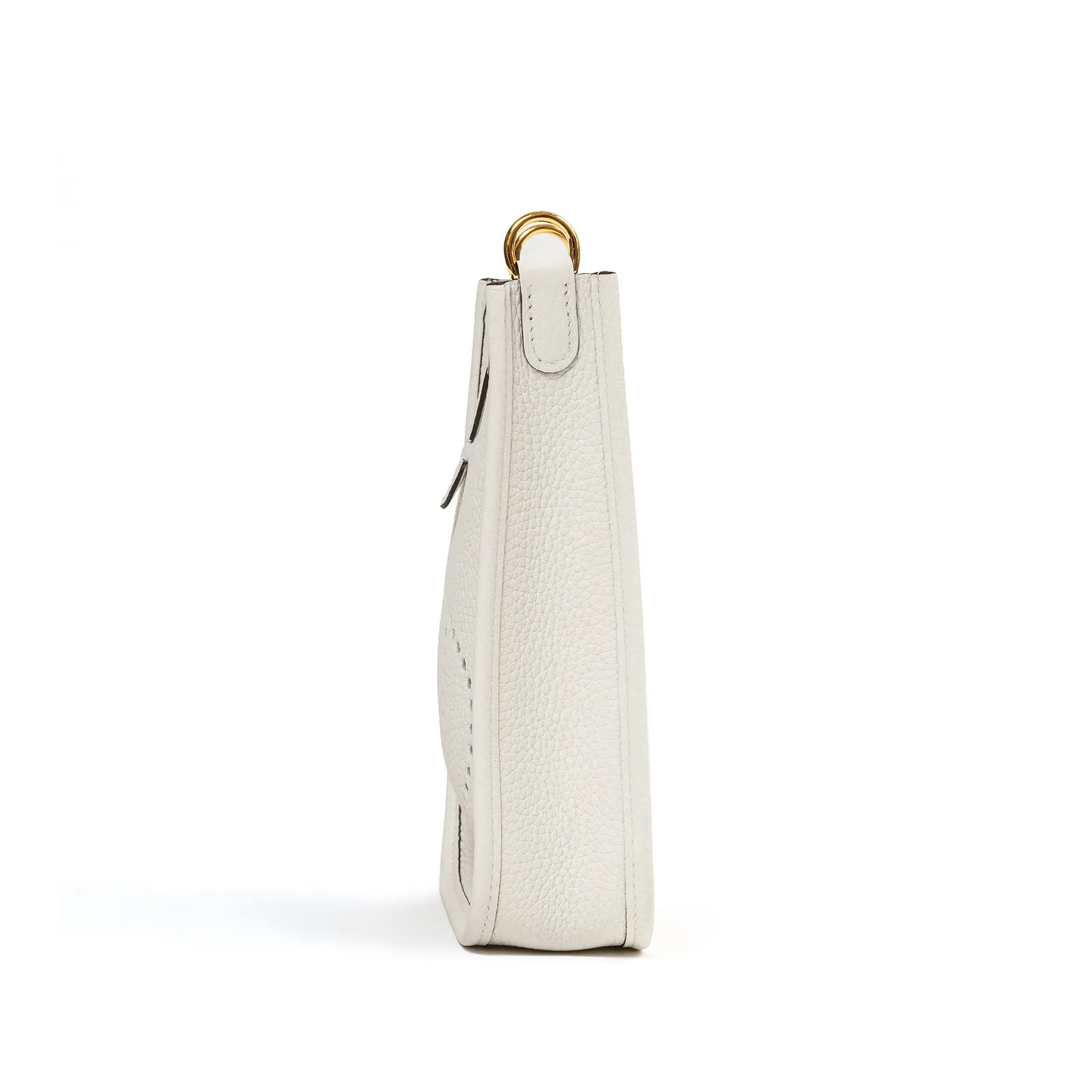 Hermès Mini Evelyne New White Clemence Gold Hardware