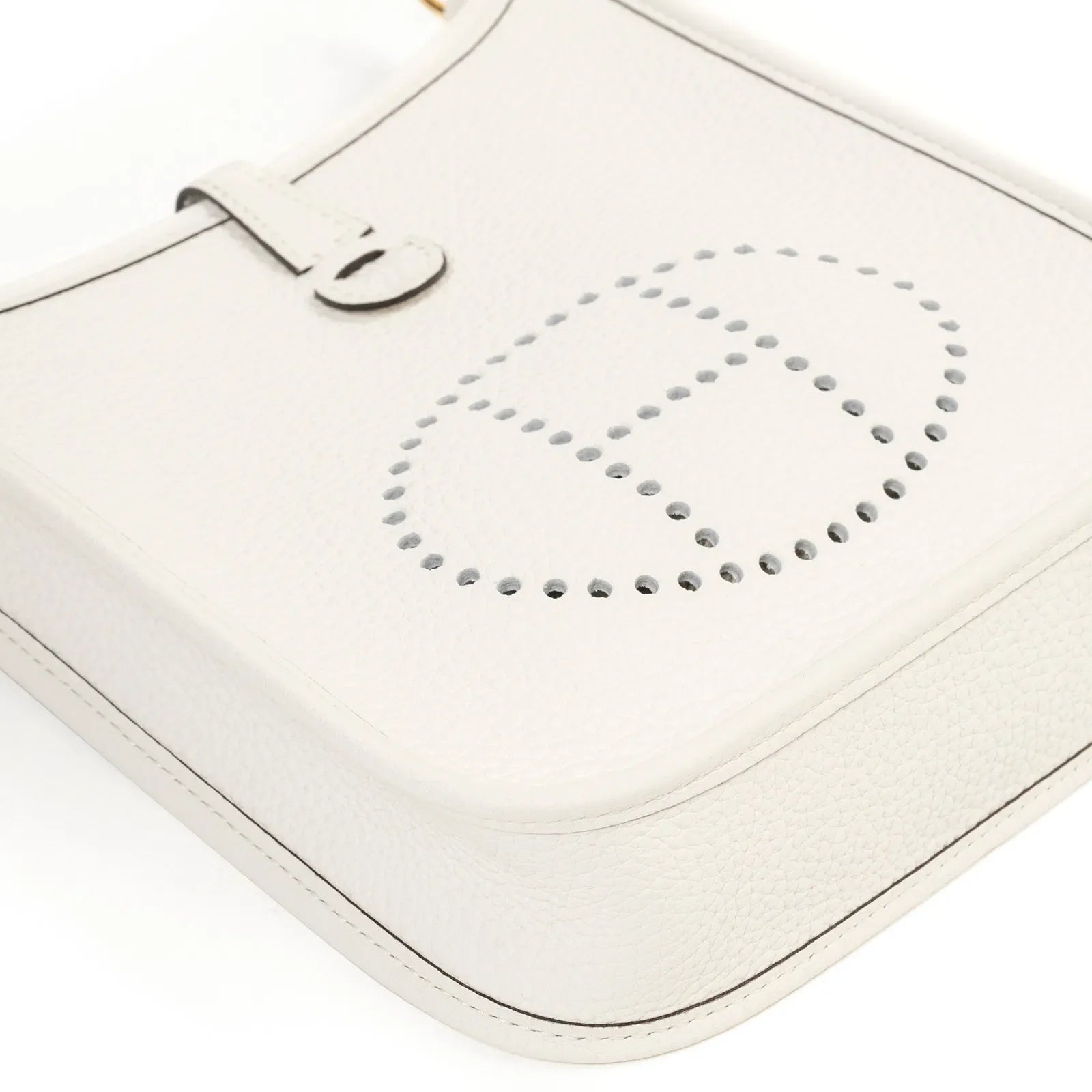 Hermès Mini Evelyne New White Clemence Gold Hardware