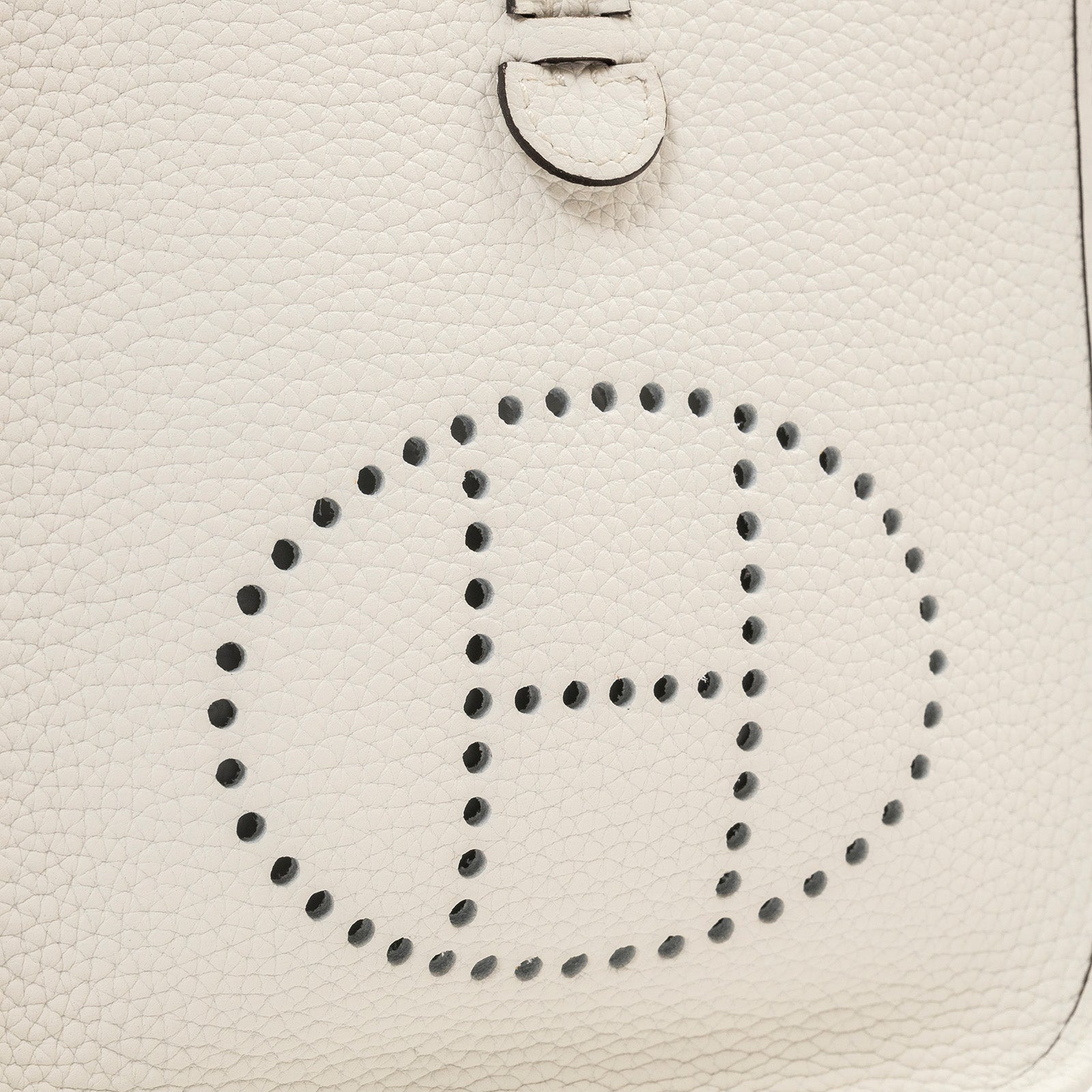 Hermès Mini Evelyne New White Clemence Gold Hardware
