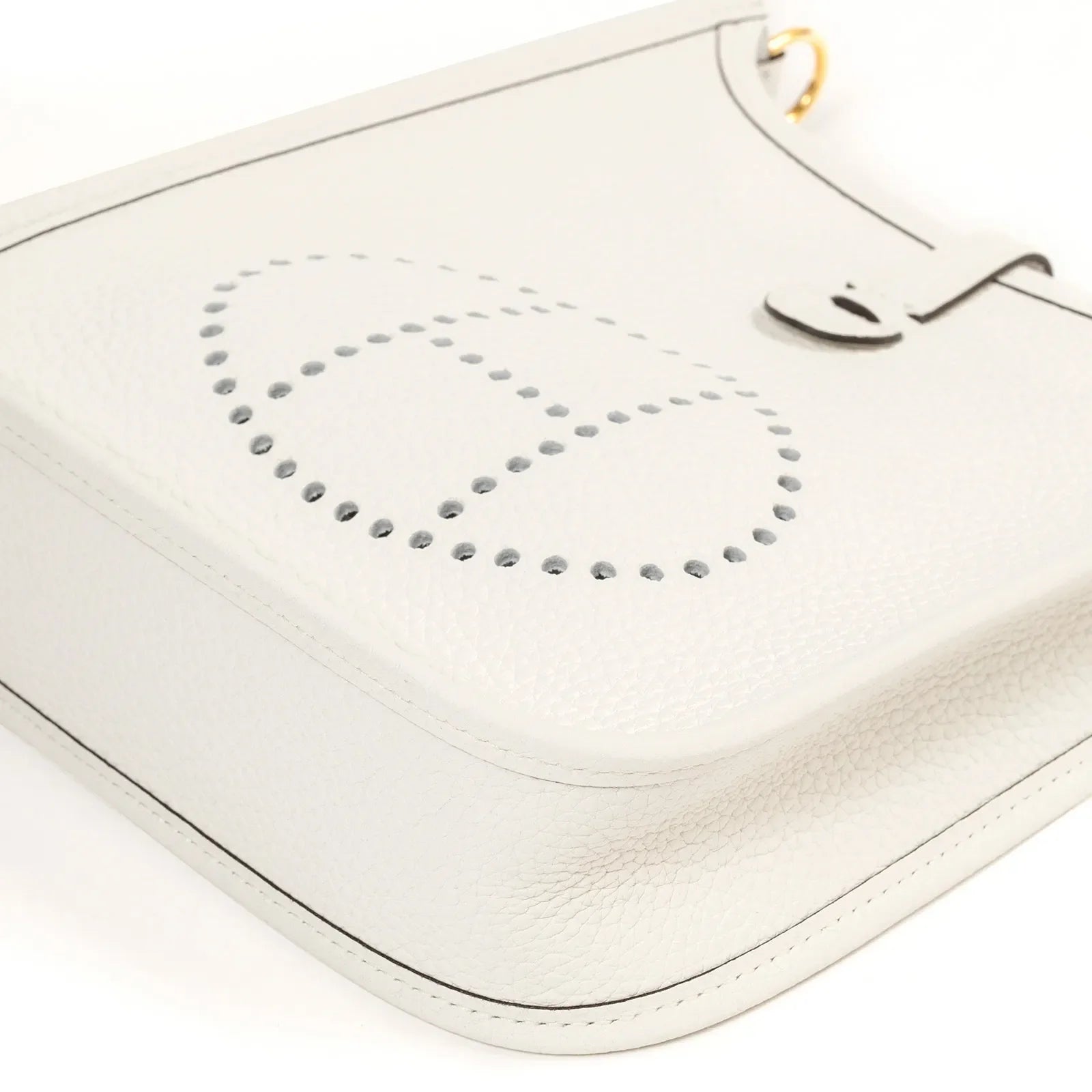 Hermès Mini Evelyne New White Clemence Gold Hardware