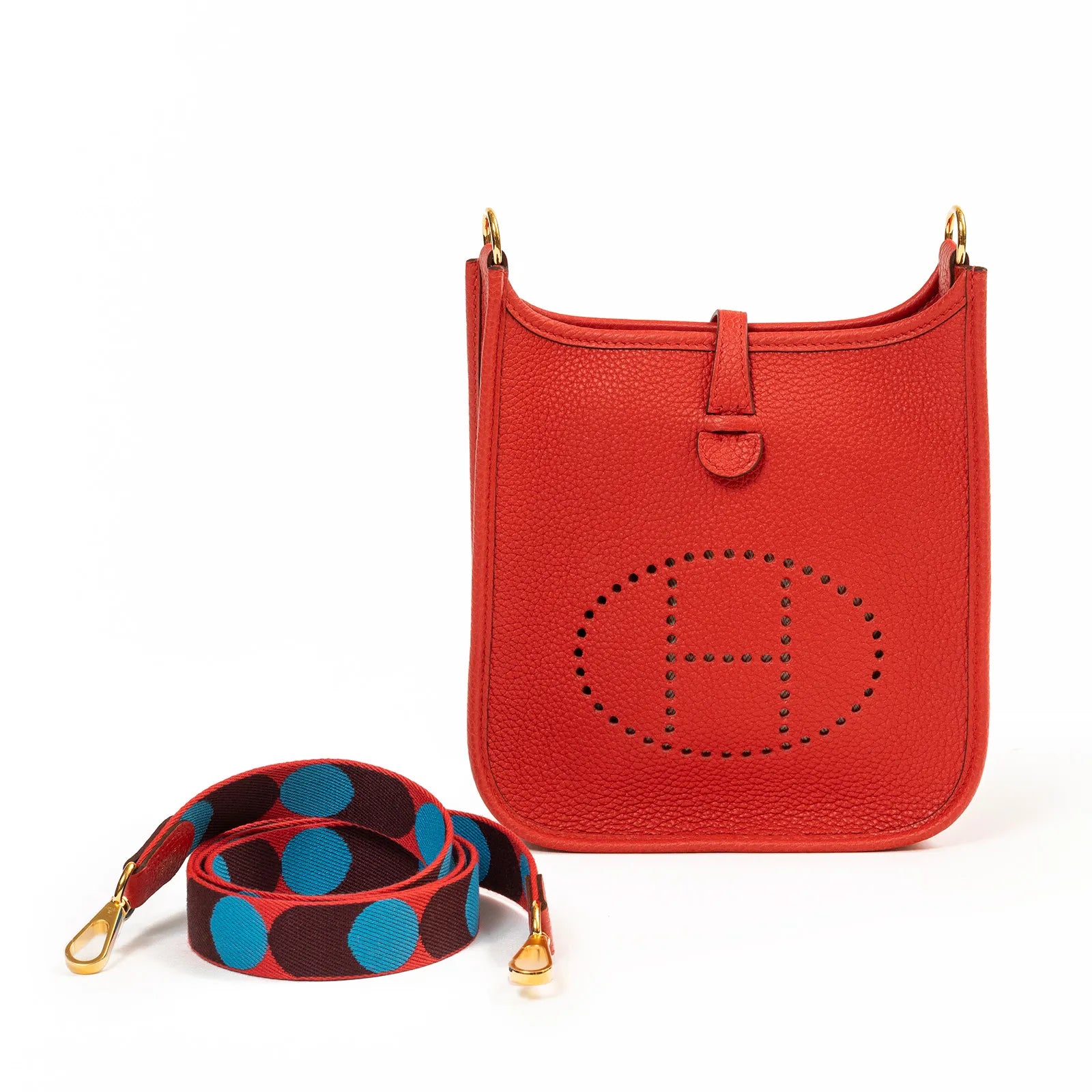 Hermès Mini Evelyne Rouge de Coeur/Coeu-Frid Clemence Gold Hardware