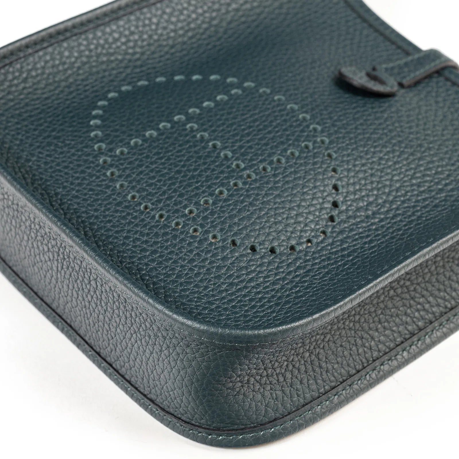 Hermès Mini Evelyne Vert Cypress/Noir/Blanc Clemence Palladium Hardware