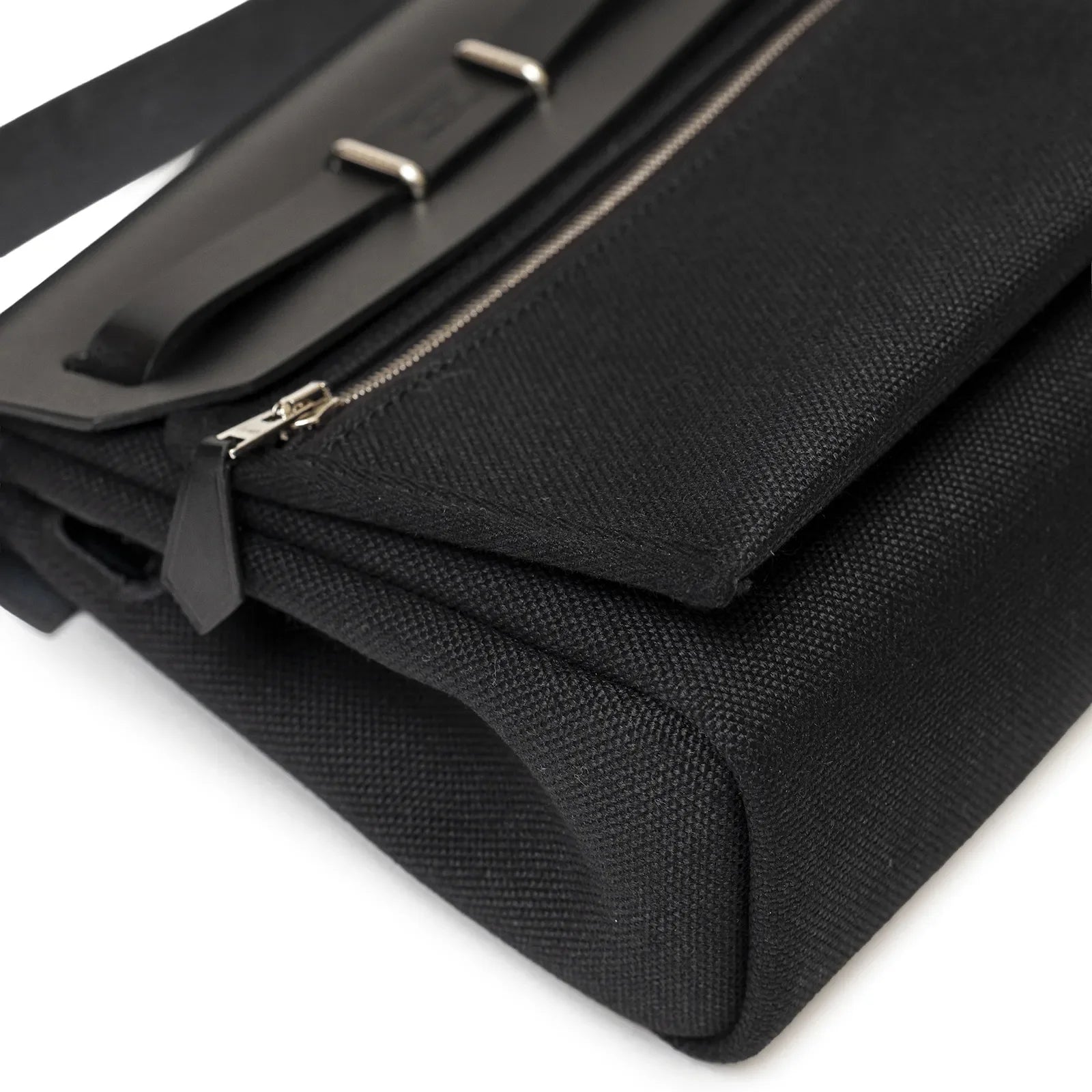 Hermès Mini Herbag Zip 20 Black Toile and Vache Hunter Palladium Hardware