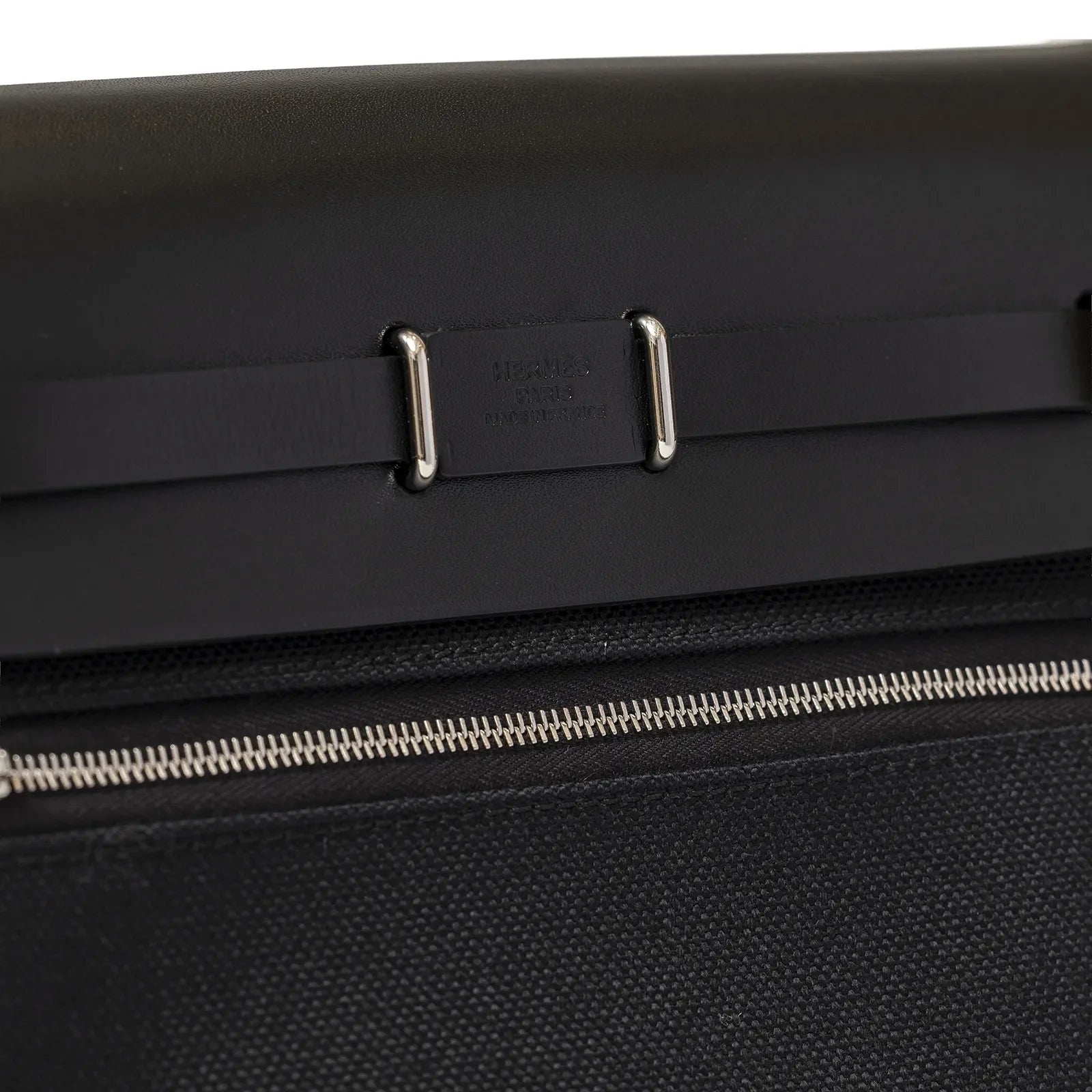 Hermès Mini Herbag Zip 20 Black Toile and Vache Hunter Palladium Hardware