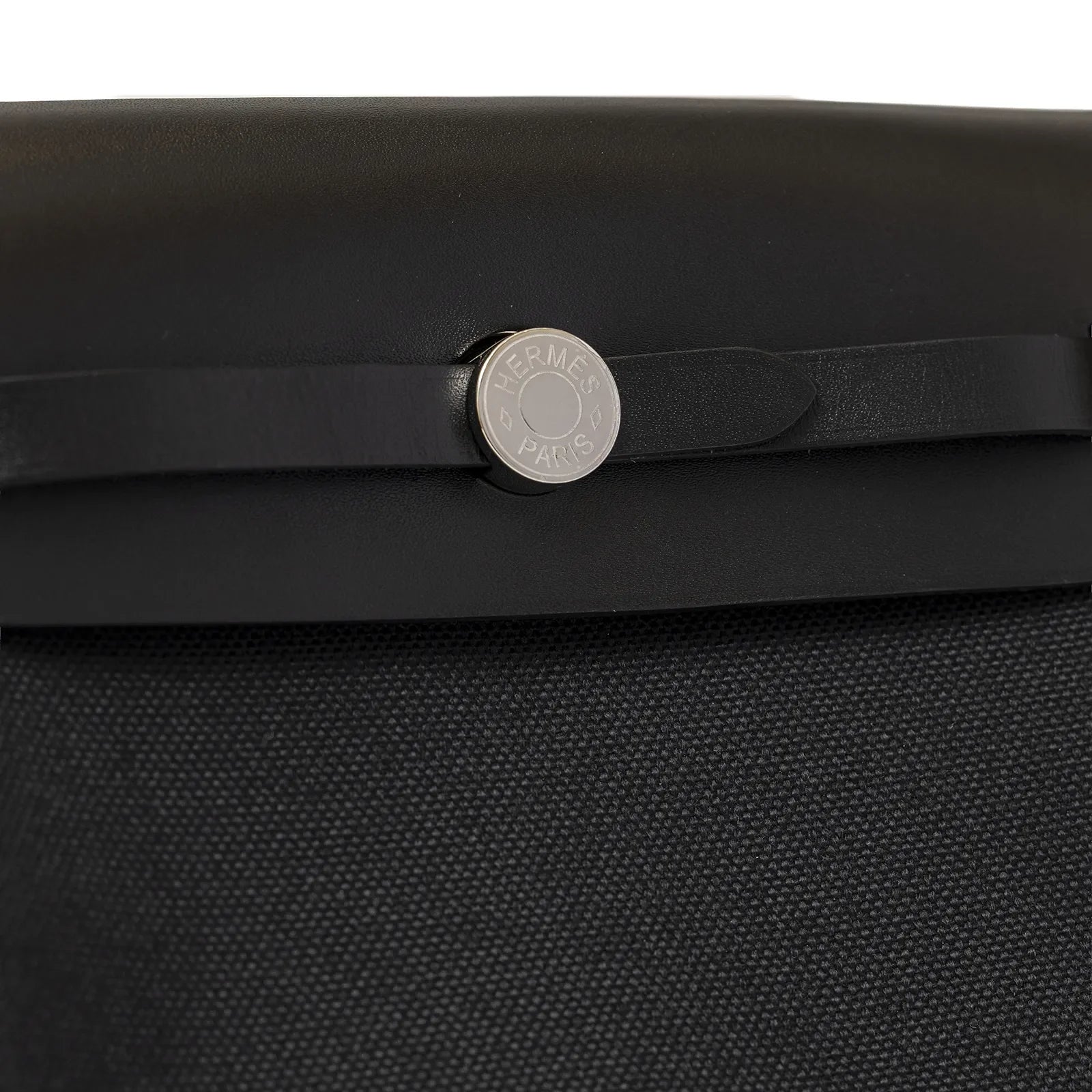 Hermès Mini Herbag Zip 20 Black Toile and Vache Hunter Palladium Hardware