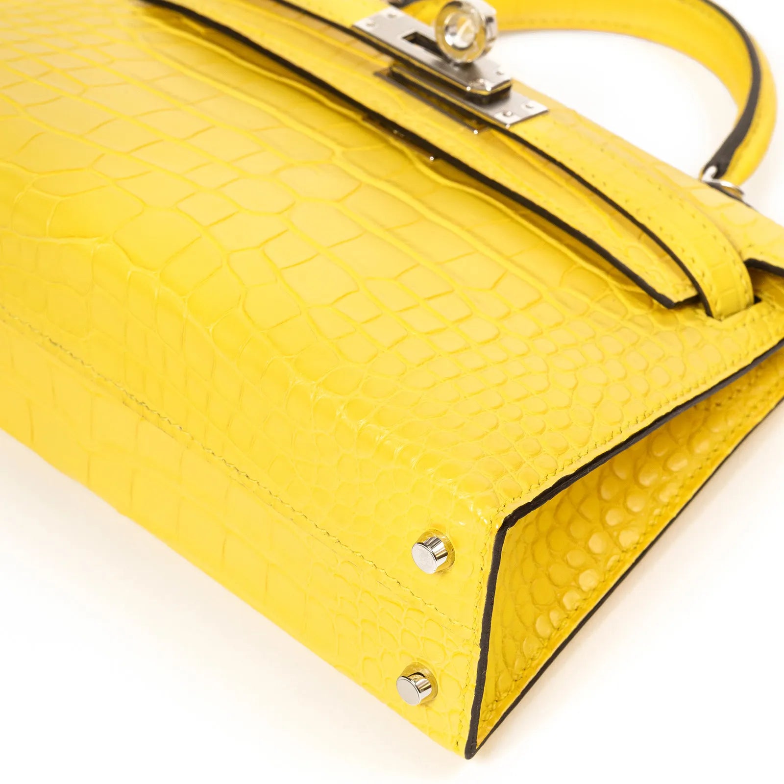 Hermès Mini Kelly II Sellier 20 Mimosa Matte Alligator Palladium Hardware