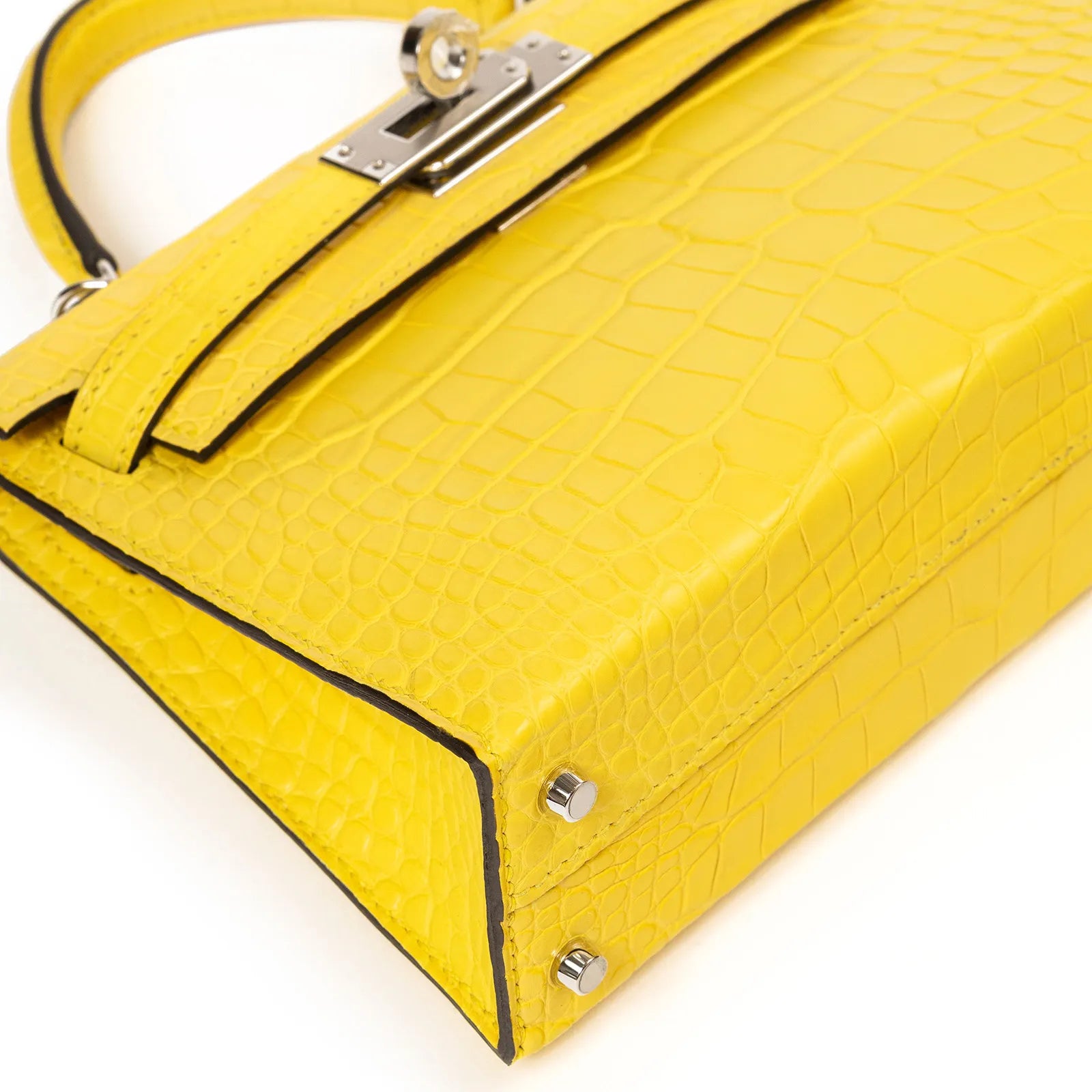 Hermès Mini Kelly II Sellier 20 Mimosa Matte Alligator Palladium Hardware