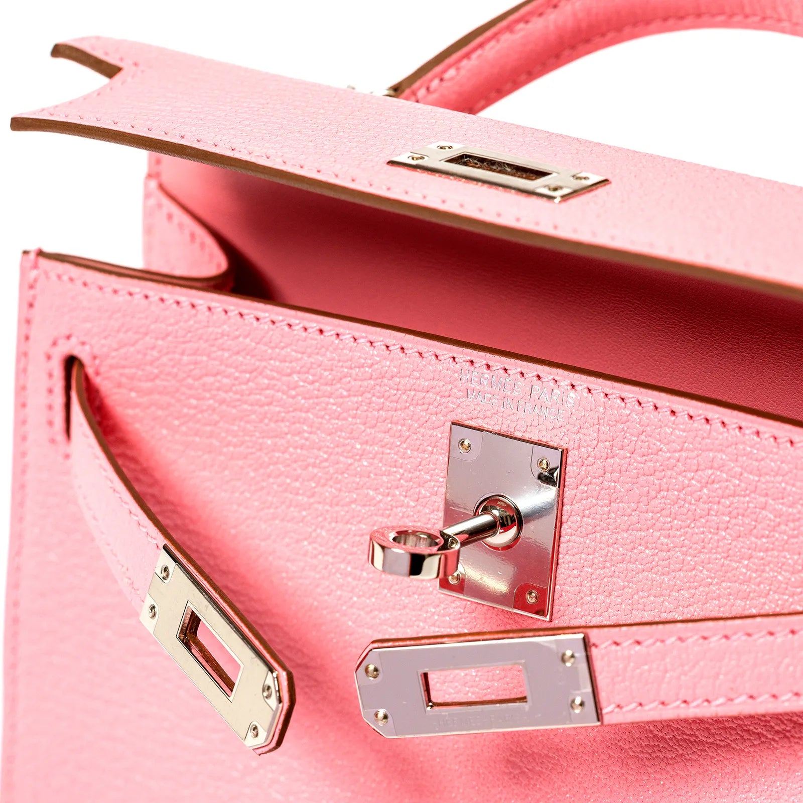 Hermès Mini Kelly II Sellier 20 Rose Confetti Chevre Mysore Palladium Hardware