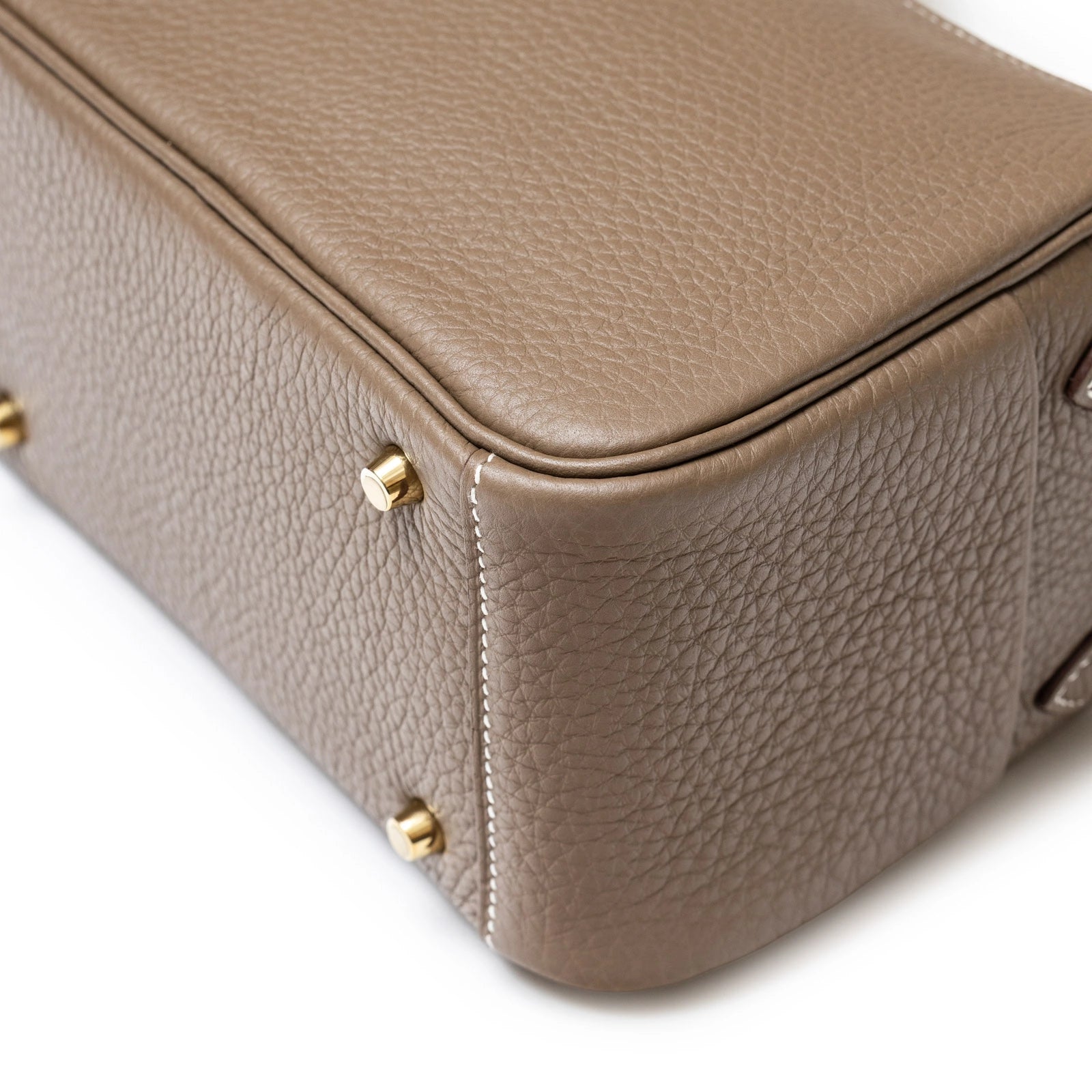 Hermès Mini Lindy I Etoupe Clemence Gold Hardware - Back Corner Right