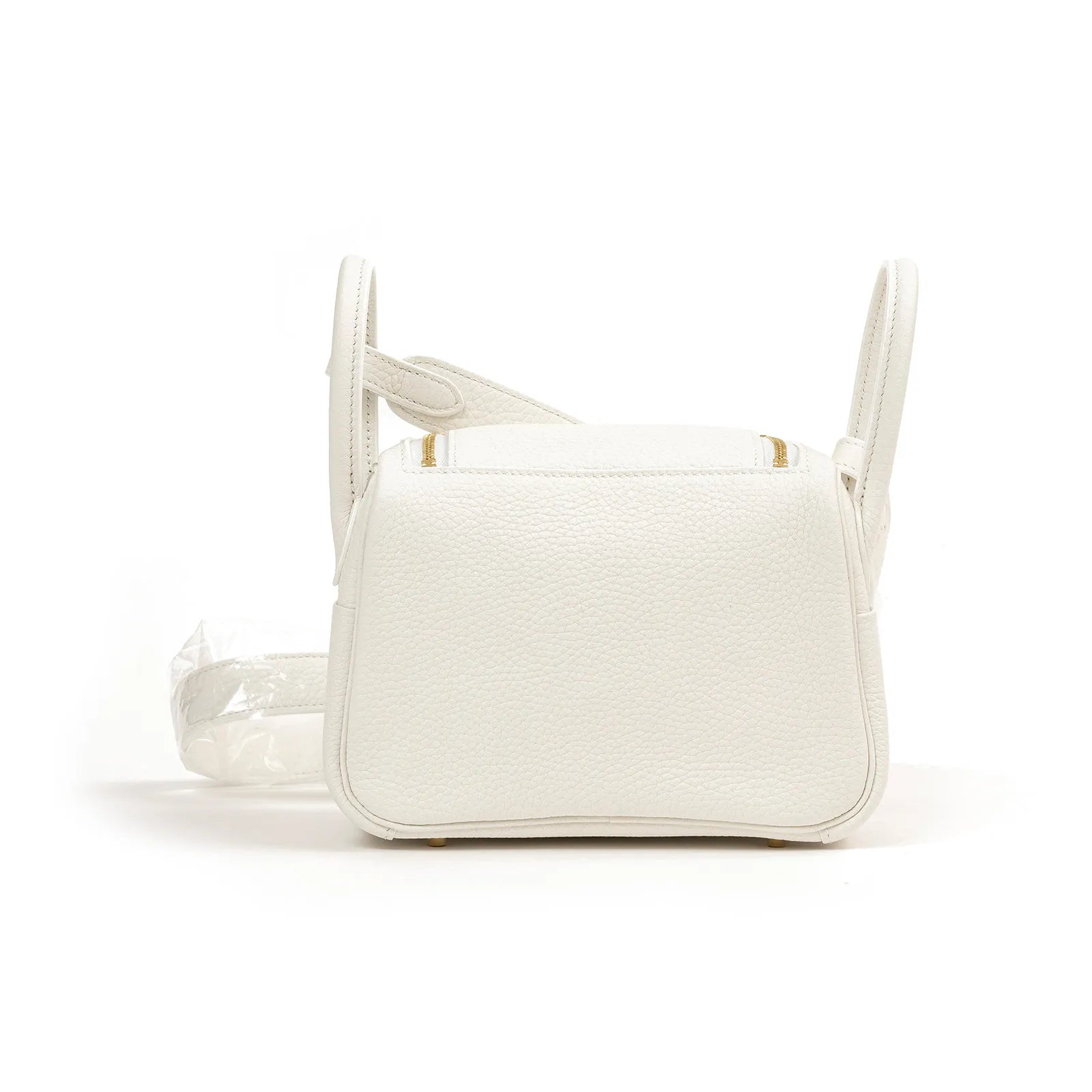Hermès Mini Lindy I New White Clemence Gold Hardware