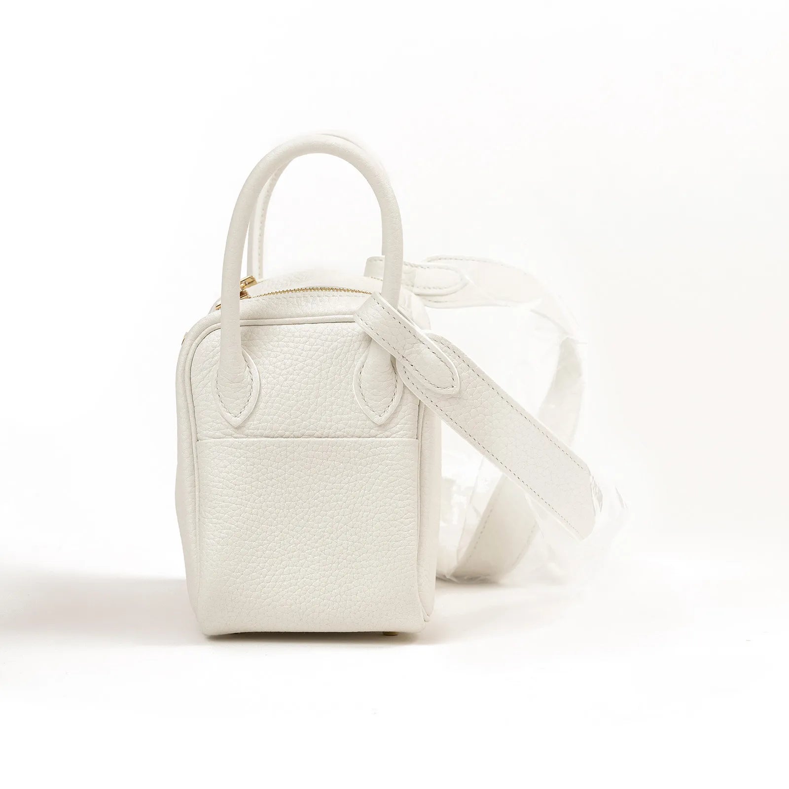 Hermès Mini Lindy I New White Clemence Gold Hardware