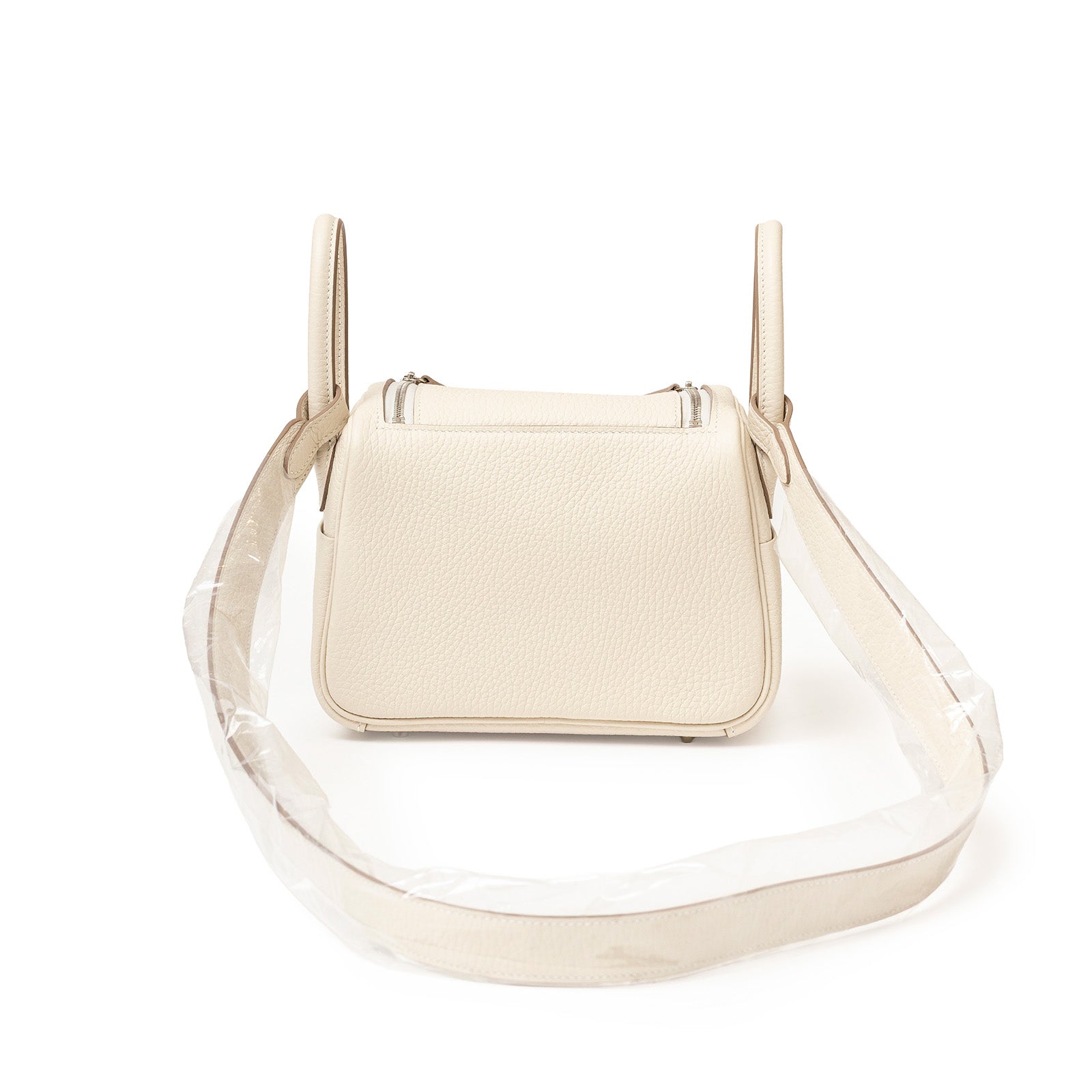 Hermès Mini Lindy II Craie Clemence Palladium Hardware