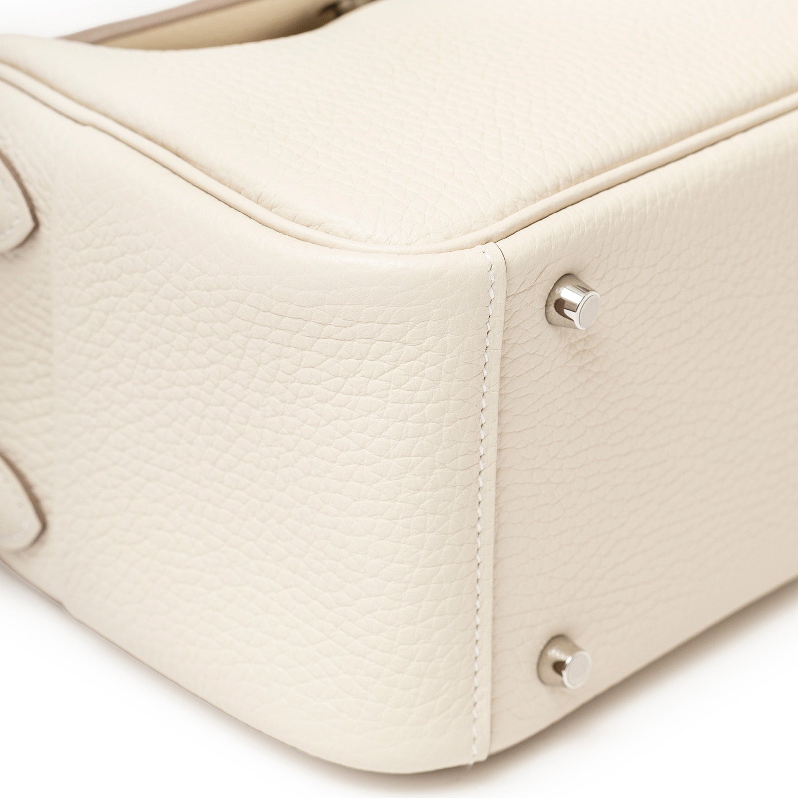 Hermès Mini Lindy II Craie Clemence Palladium Hardware