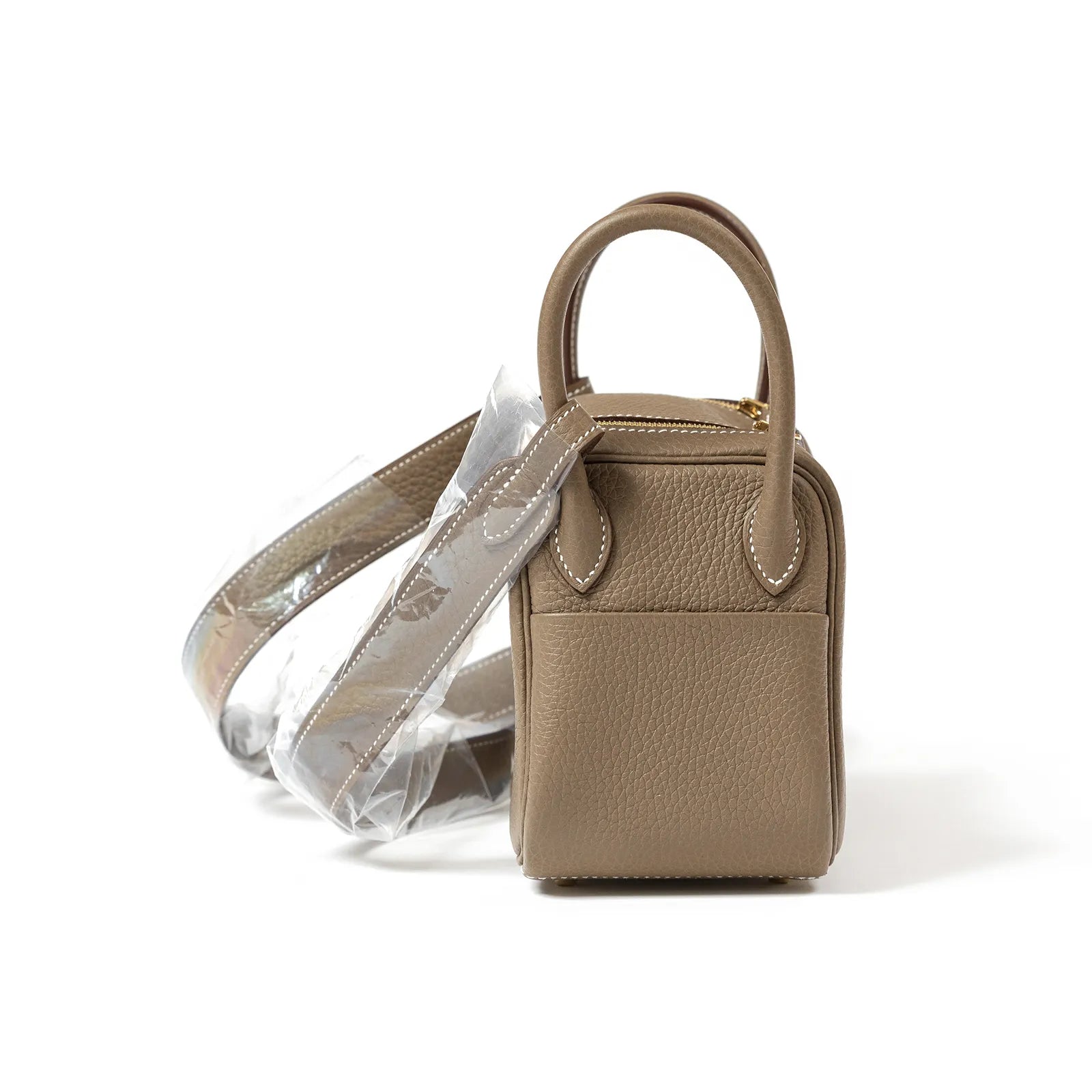Hermès Mini Lindy II Etoupe Clemence Gold Hardware