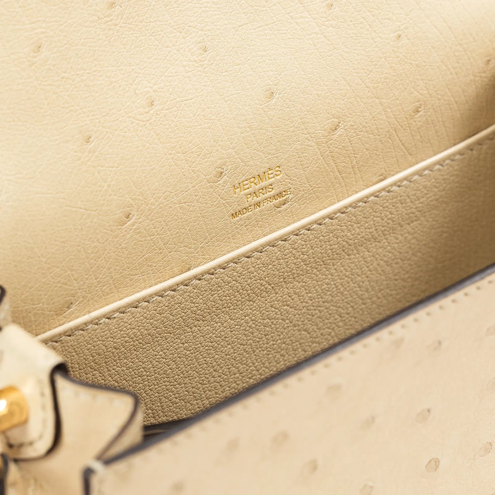 Hermès Mini Roulis Parchemin Ostrich Permabrass Hardware