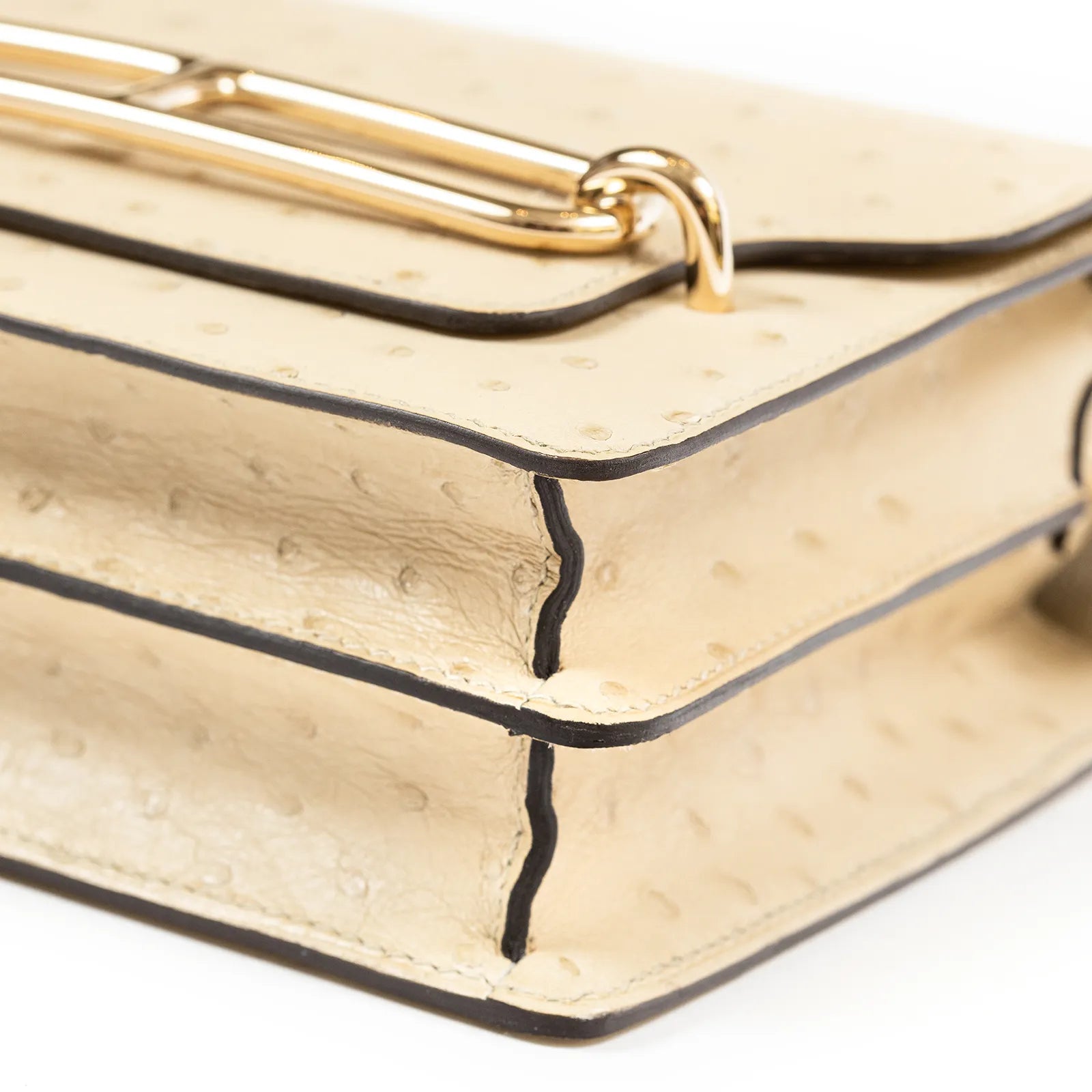 Hermès Mini Roulis Parchemin Ostrich Permabrass Hardware