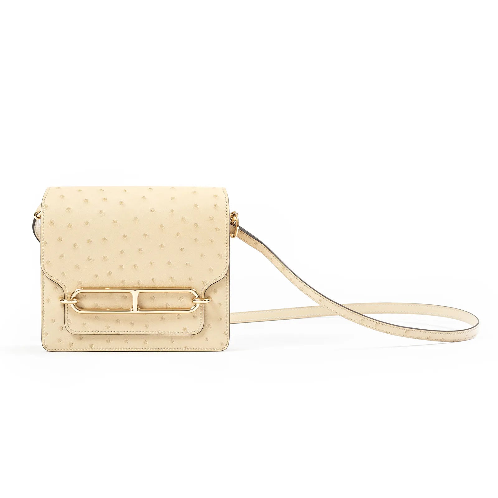 Hermès Mini Roulis Parchemin Ostrich Permabrass Hardware