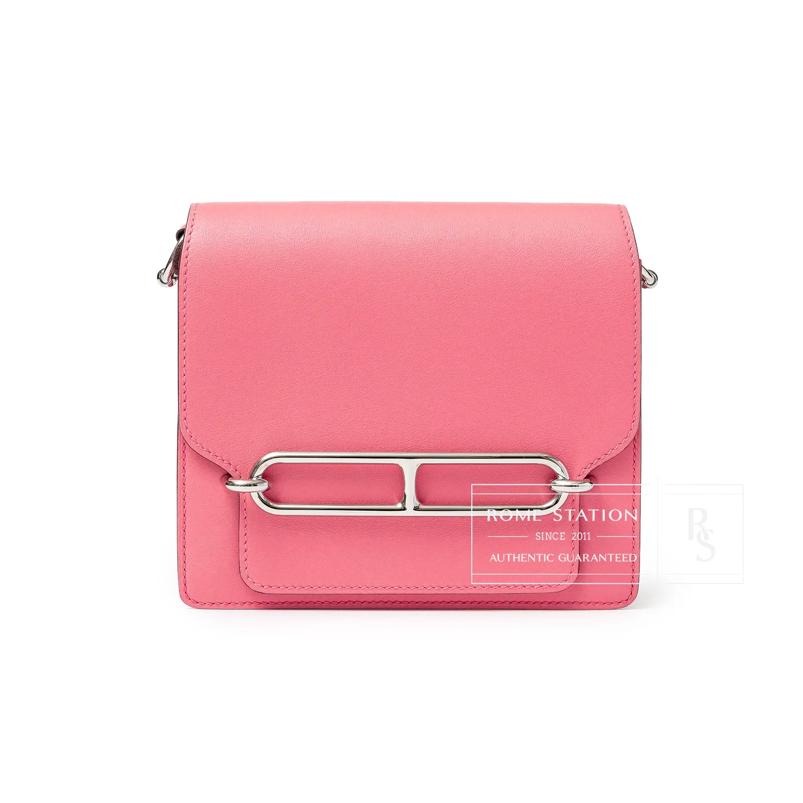 Hermès Mini Sac Roulis Rose ETE Evercolor Palladium Hardware