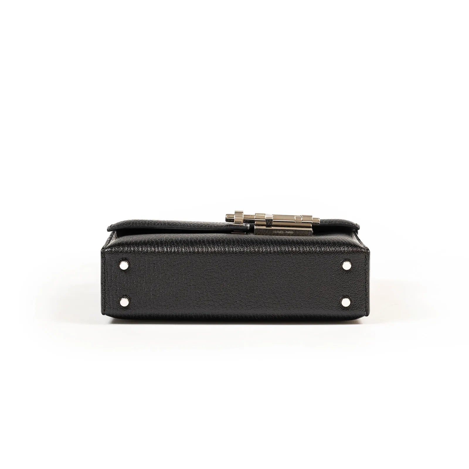 Hermès Mini Verrou Black Chevre Mysore Palladium Hardware