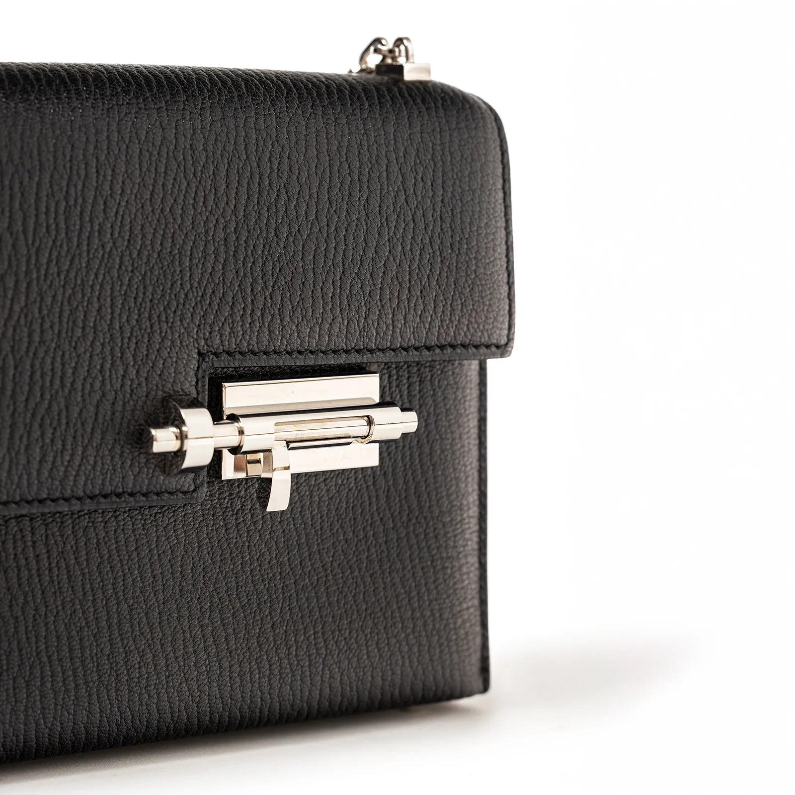 Hermès Mini Verrou Black Chevre Mysore Palladium Hardware