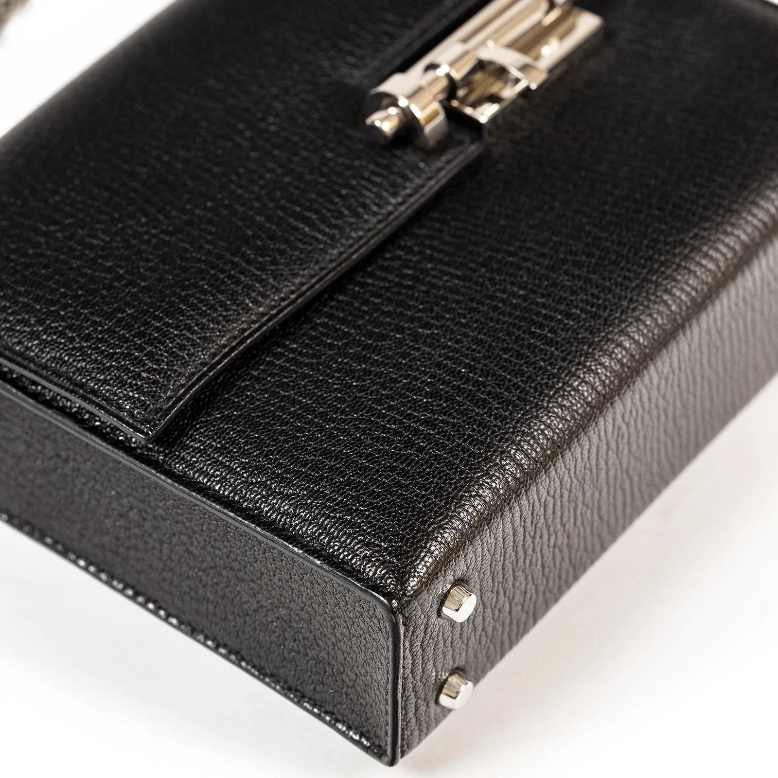 Hermès Mini Verrou Black Chevre Mysore Palladium Hardware