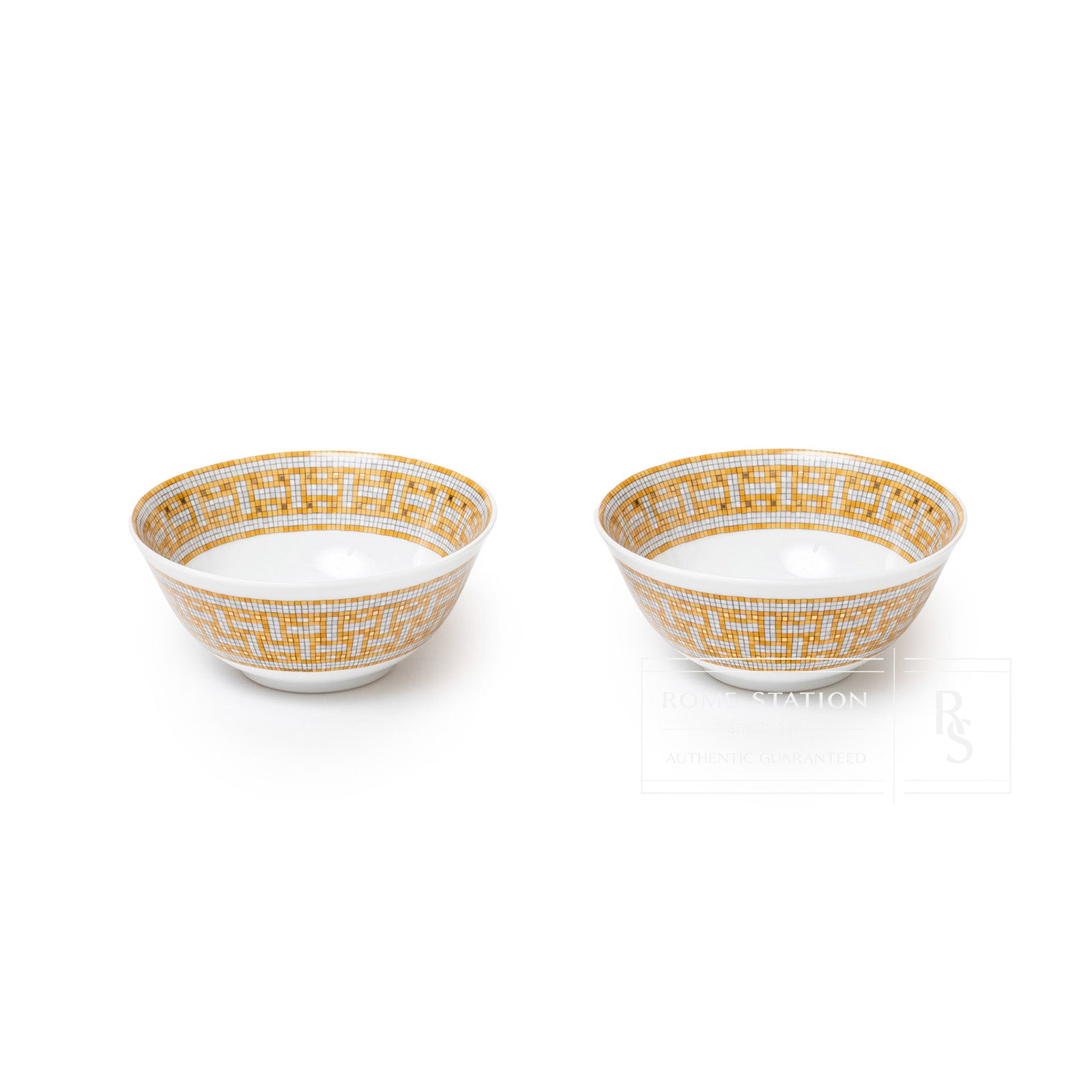Hermès Mosaique au 24 Gold Rice Bowl Set of Two - Up Front