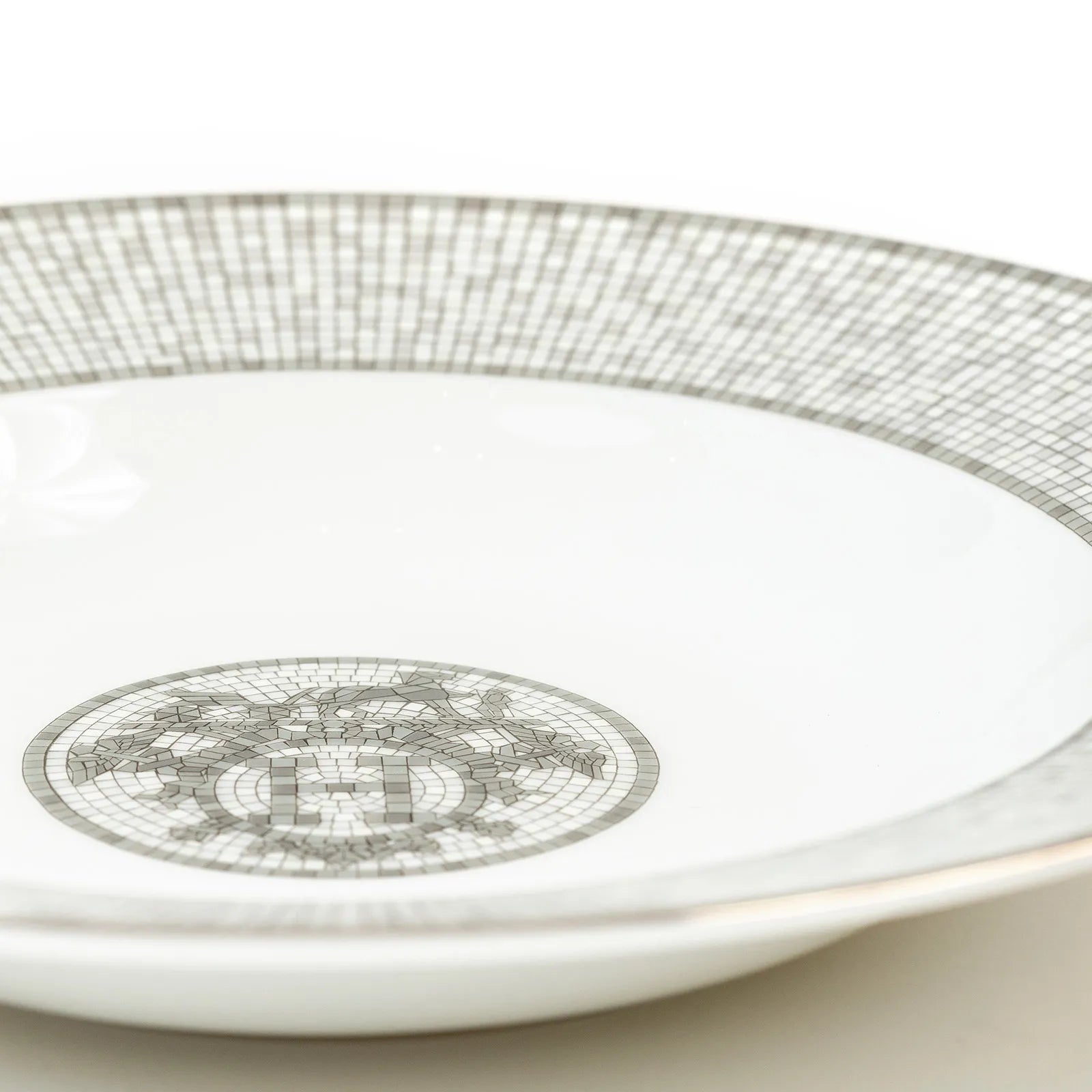 Hermès Mosaique au 24 Platium Dessert Plate & Soup Plate A Set Of Four