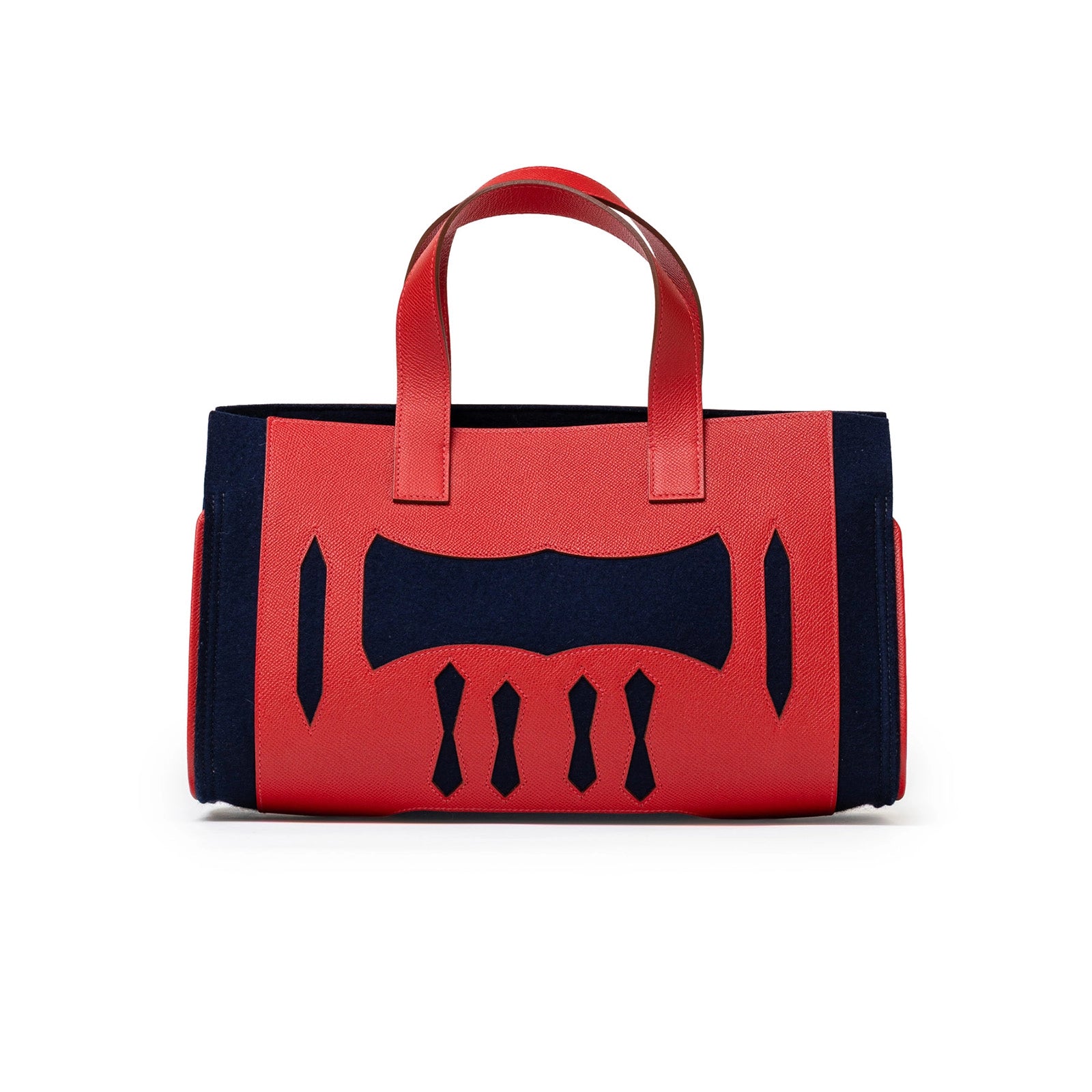 Hermès Petit H Decoupe Basse PM Skeleton Tote Rouge/Navy Epsom/Felt - Back