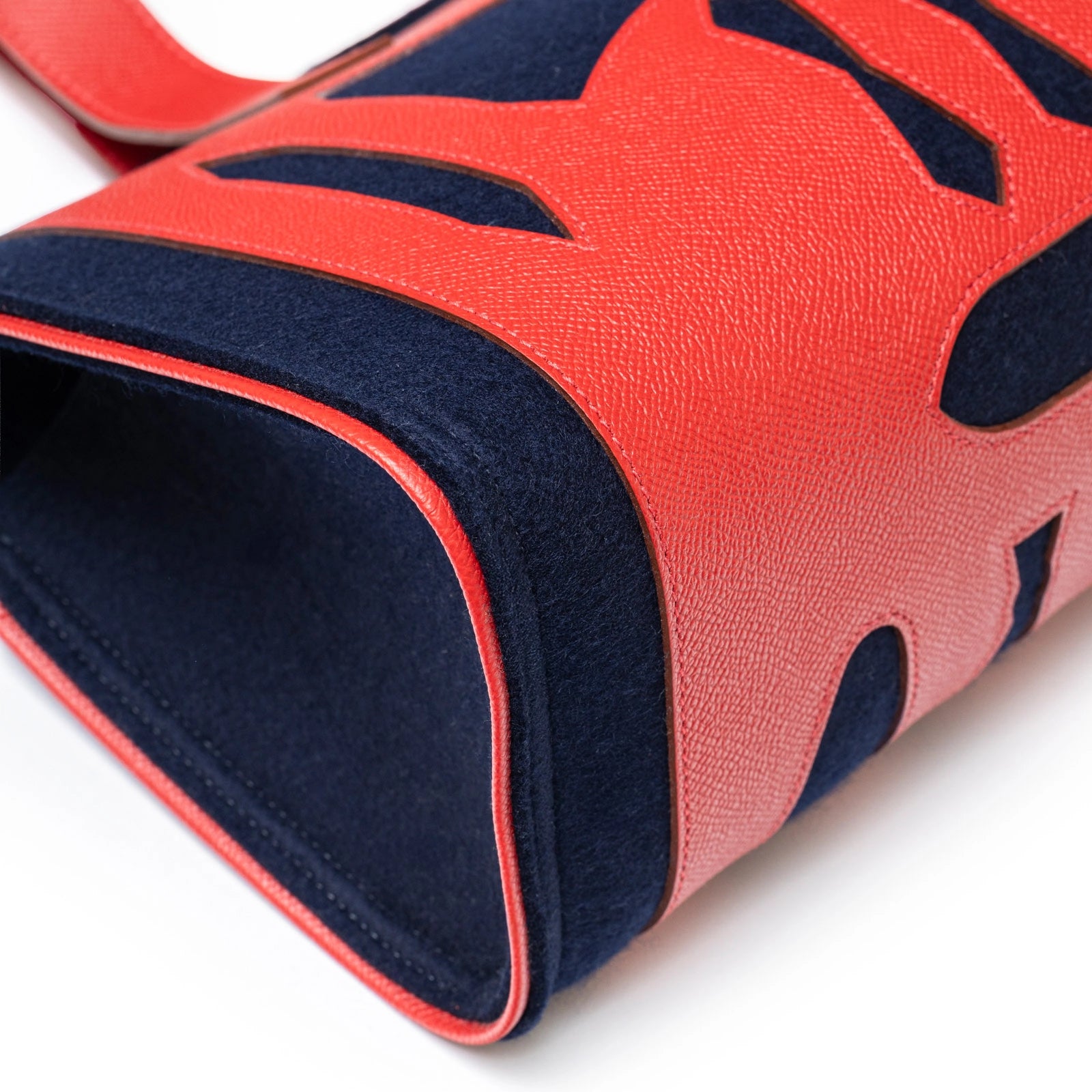 Hermès Petit H Decoupe Basse PM Skeleton Tote Rouge/Navy Epsom/Felt - Back Corner Left