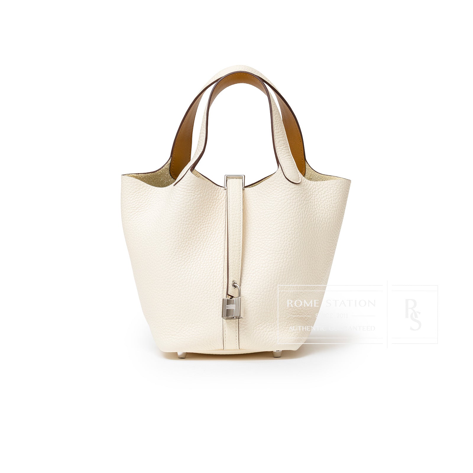 Hermès Picotin 18 Nata and Sesame Clemence/Swift Palladium Hardware -Front