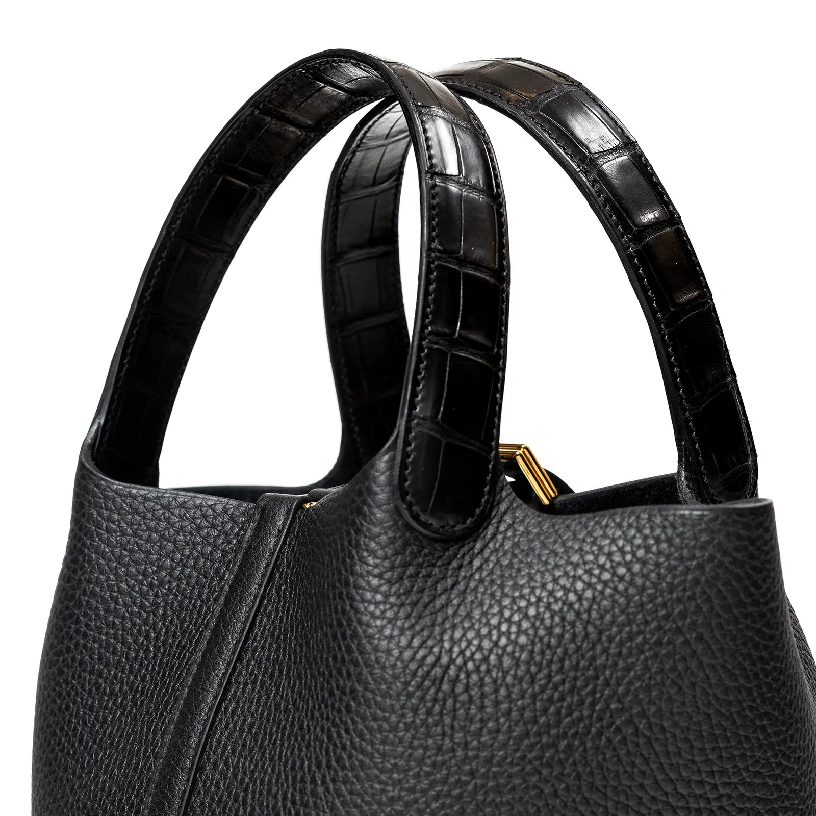 Hermès Picotin 18 Touch Black Matte Alligator and Clemence Gold Hardware