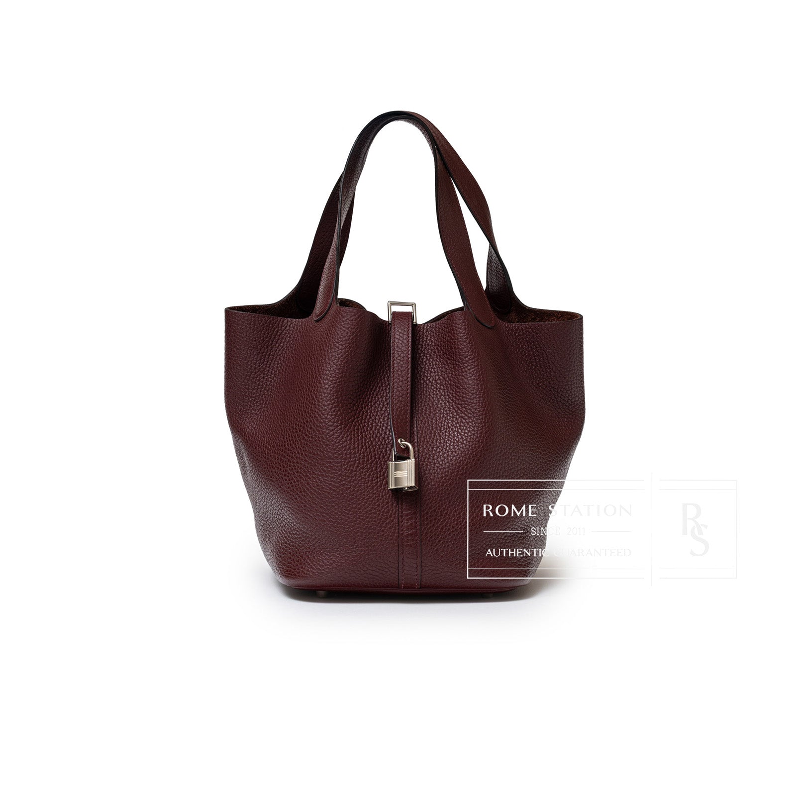Hermès Picotin 22 Bordeaux Clemence Palladium Hardware - Front