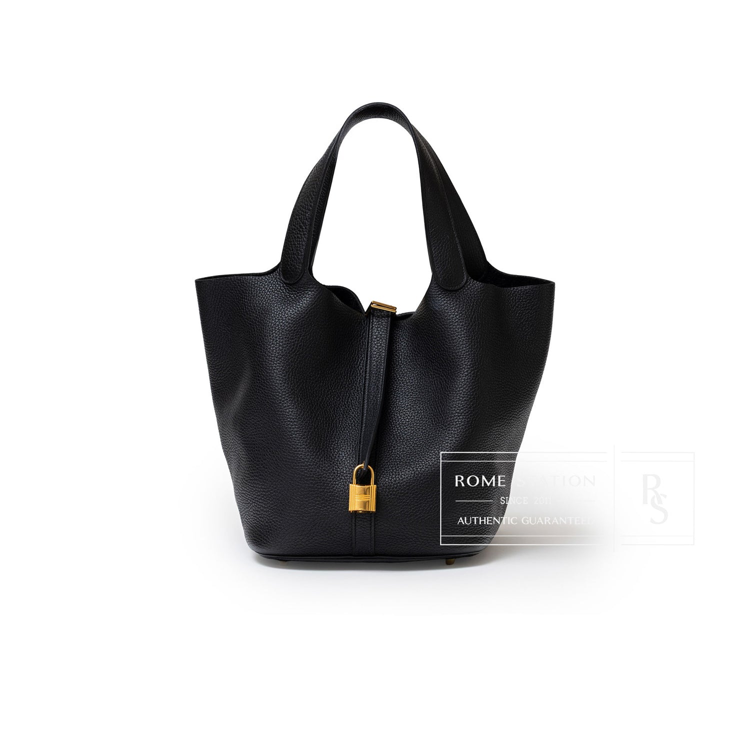 Hermès Picotin 26 Black Clemence Gold Hardware - Front