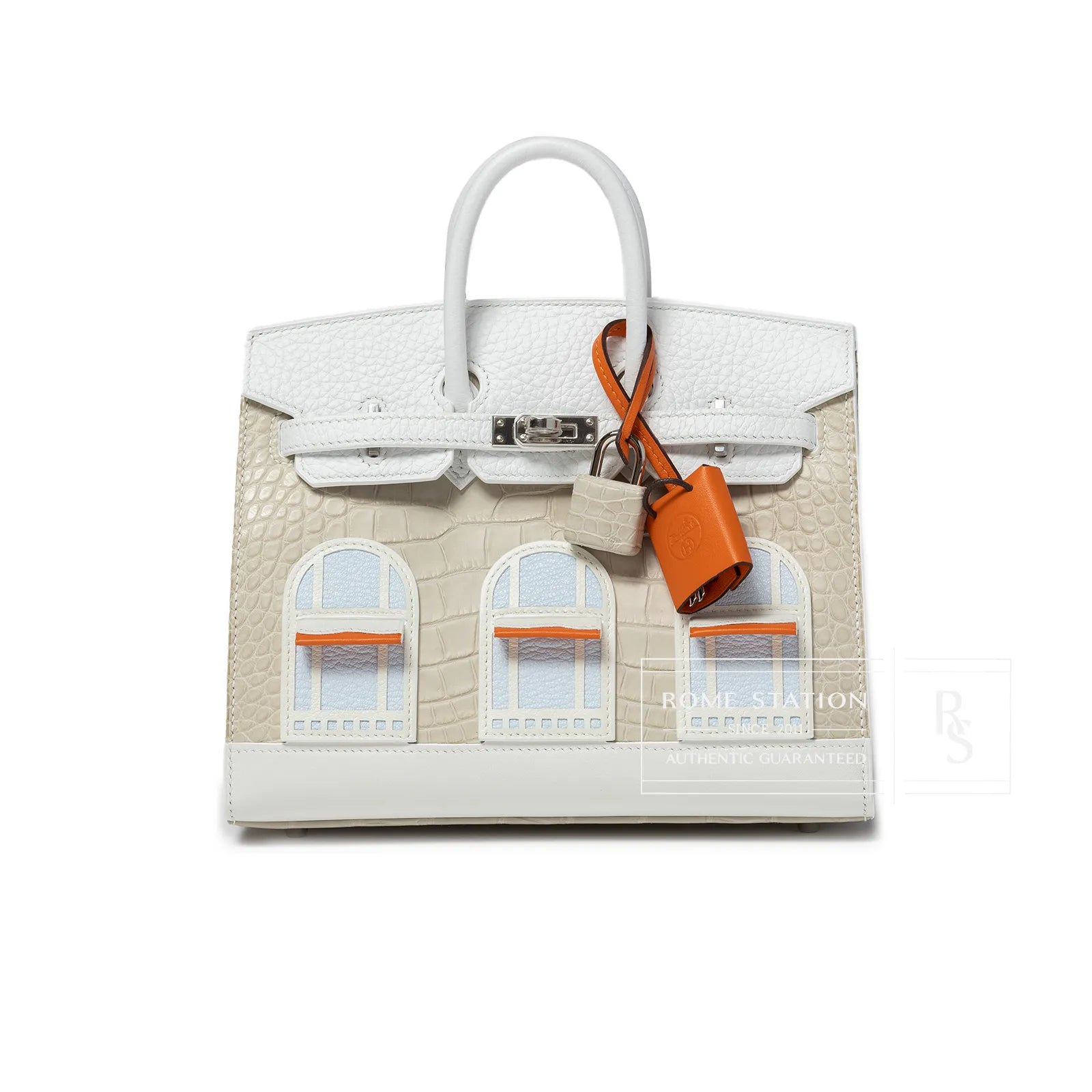 Hermès Sac Faubourg Birkin 20 White Matte Alligator Palladium Hardware