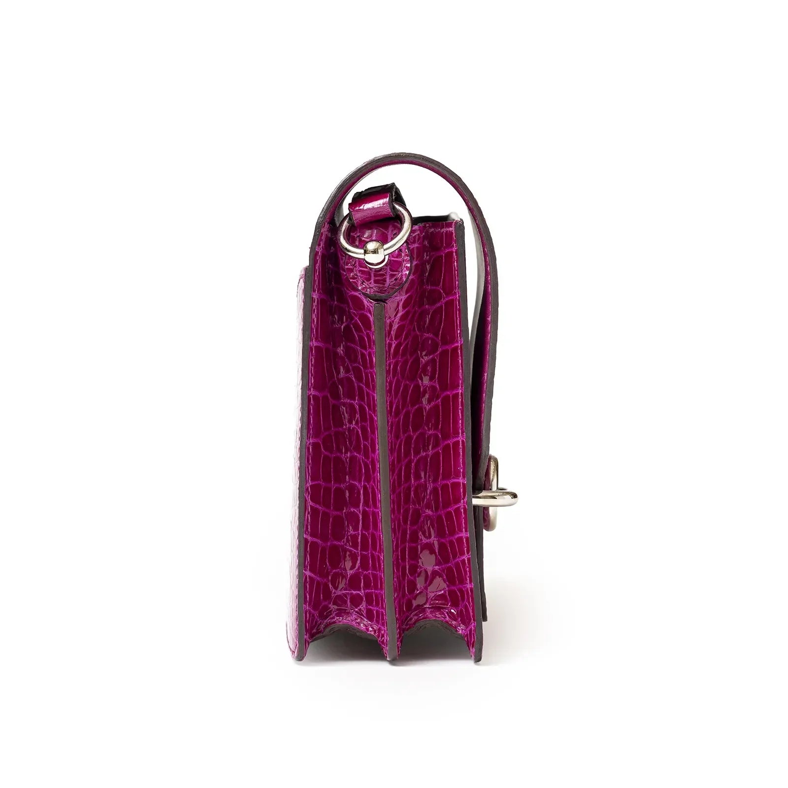 Hermès Sac Mini Roulis Rose Sheherazade Shiny Alligator Palladium Hardware