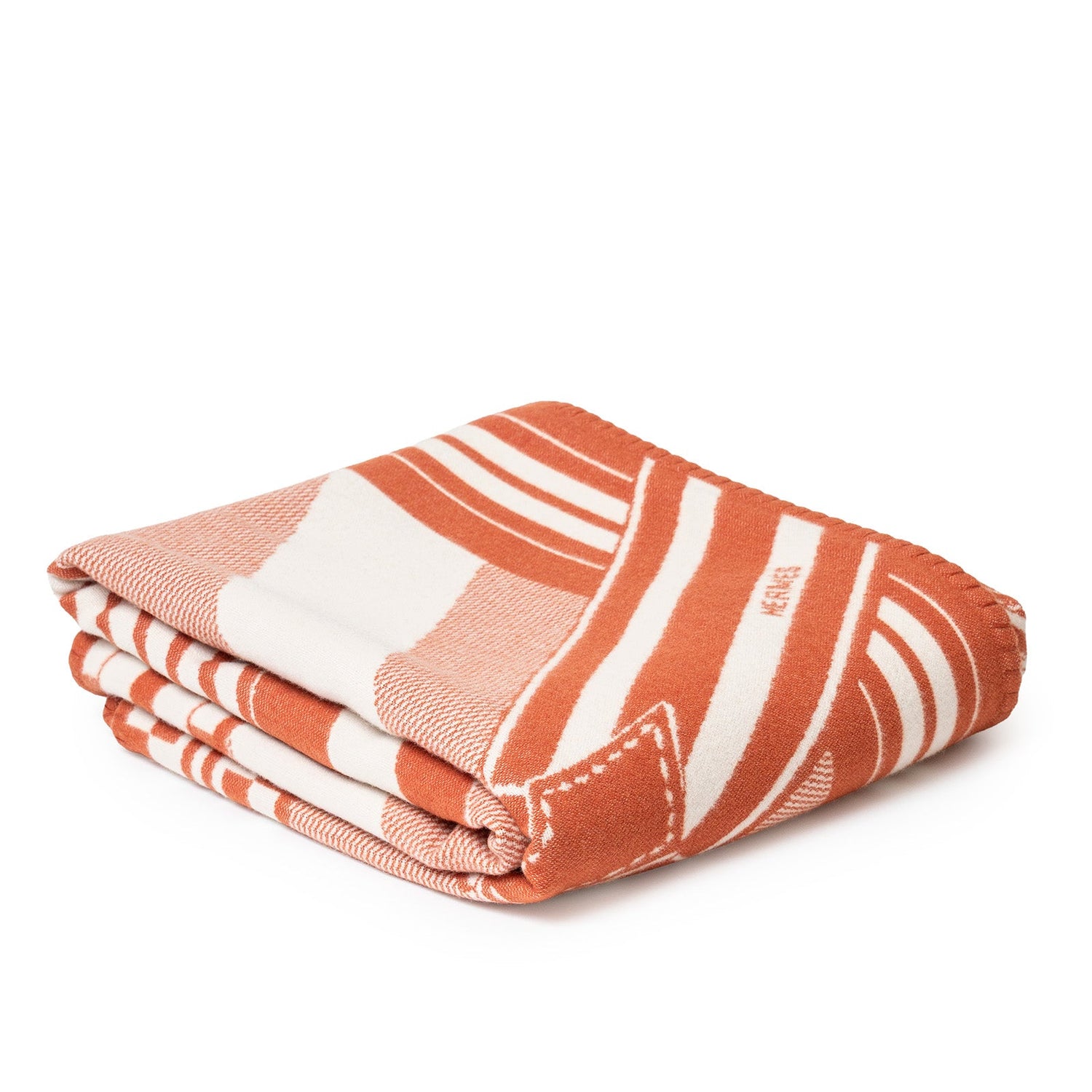 Hermès Sangles en Zig Zag Throw Blanket Laine Cream/Rose