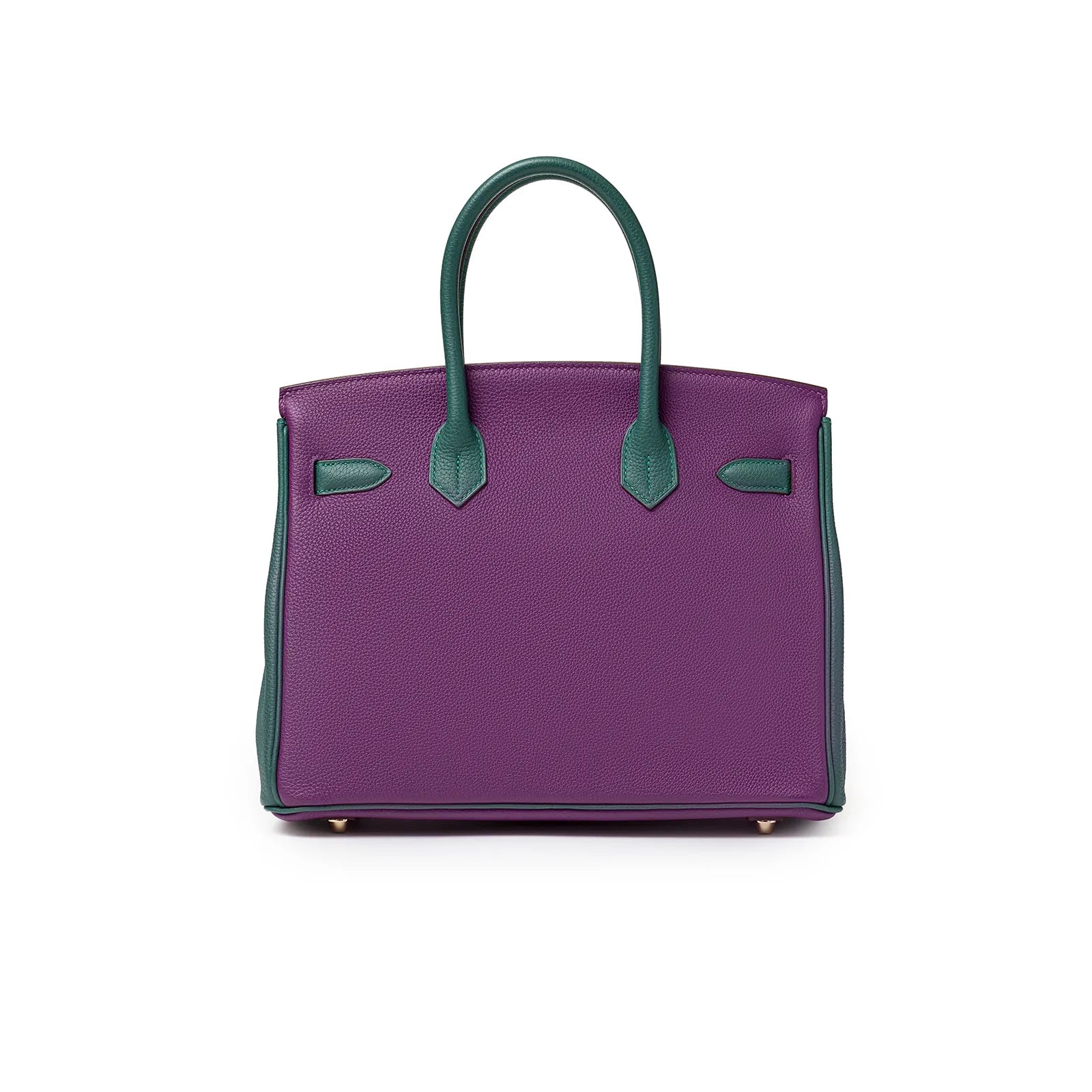Back view of Hermès Horseshoe Birkin 30 Anemone/Malachite Togo leather with gold hardware