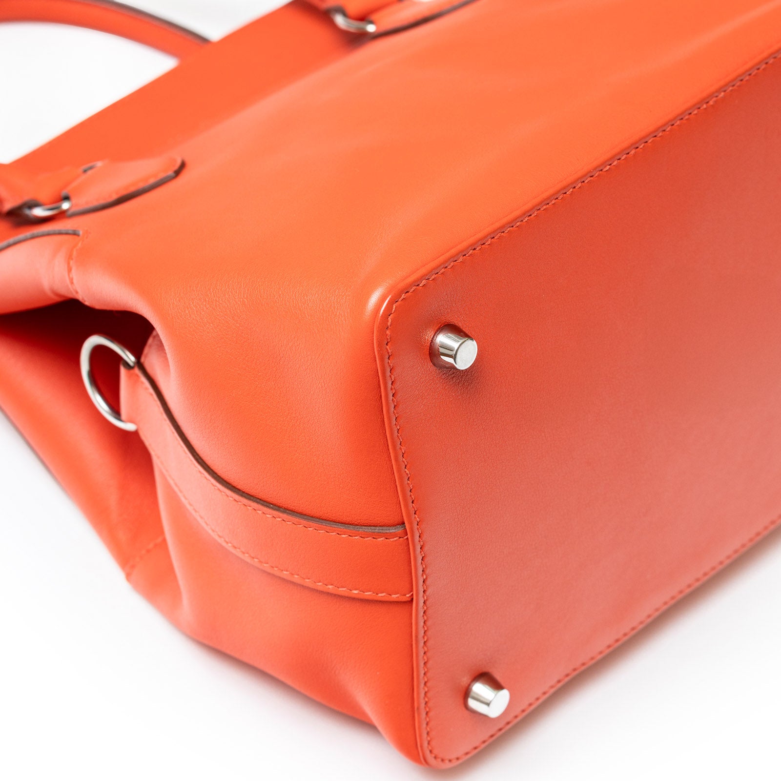 Hermès Tool Box 20 Rouge Swift Palladium Hardware - Back Corner Left