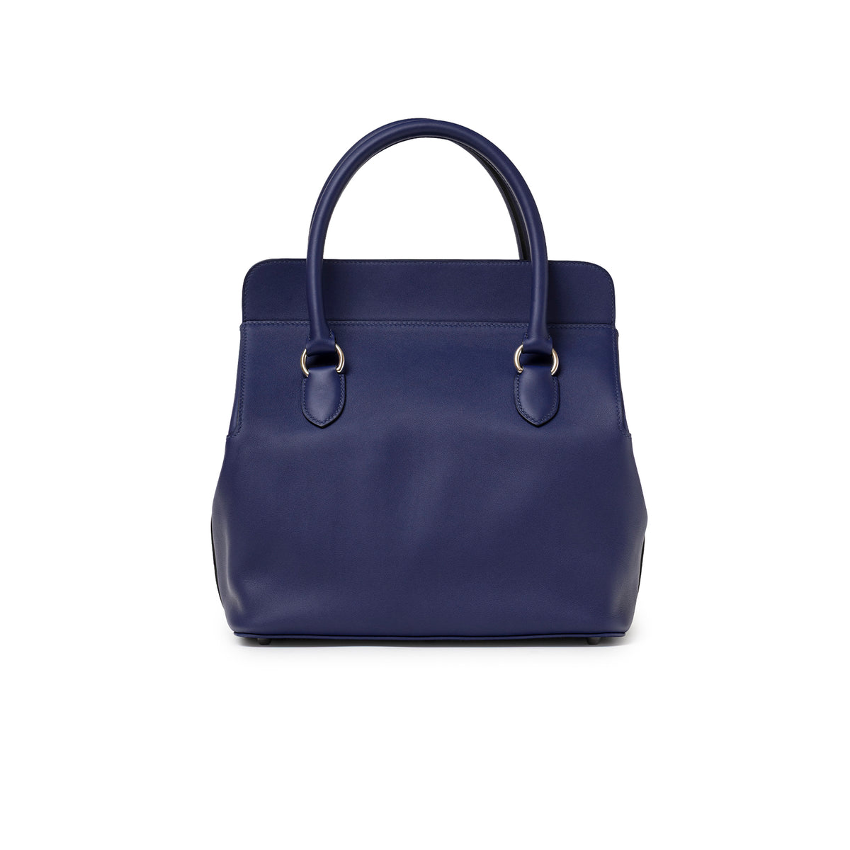 Hermès Tool Box 26 Blue Encre Blue Zellige Swift Palladium Hardware back view with top handles